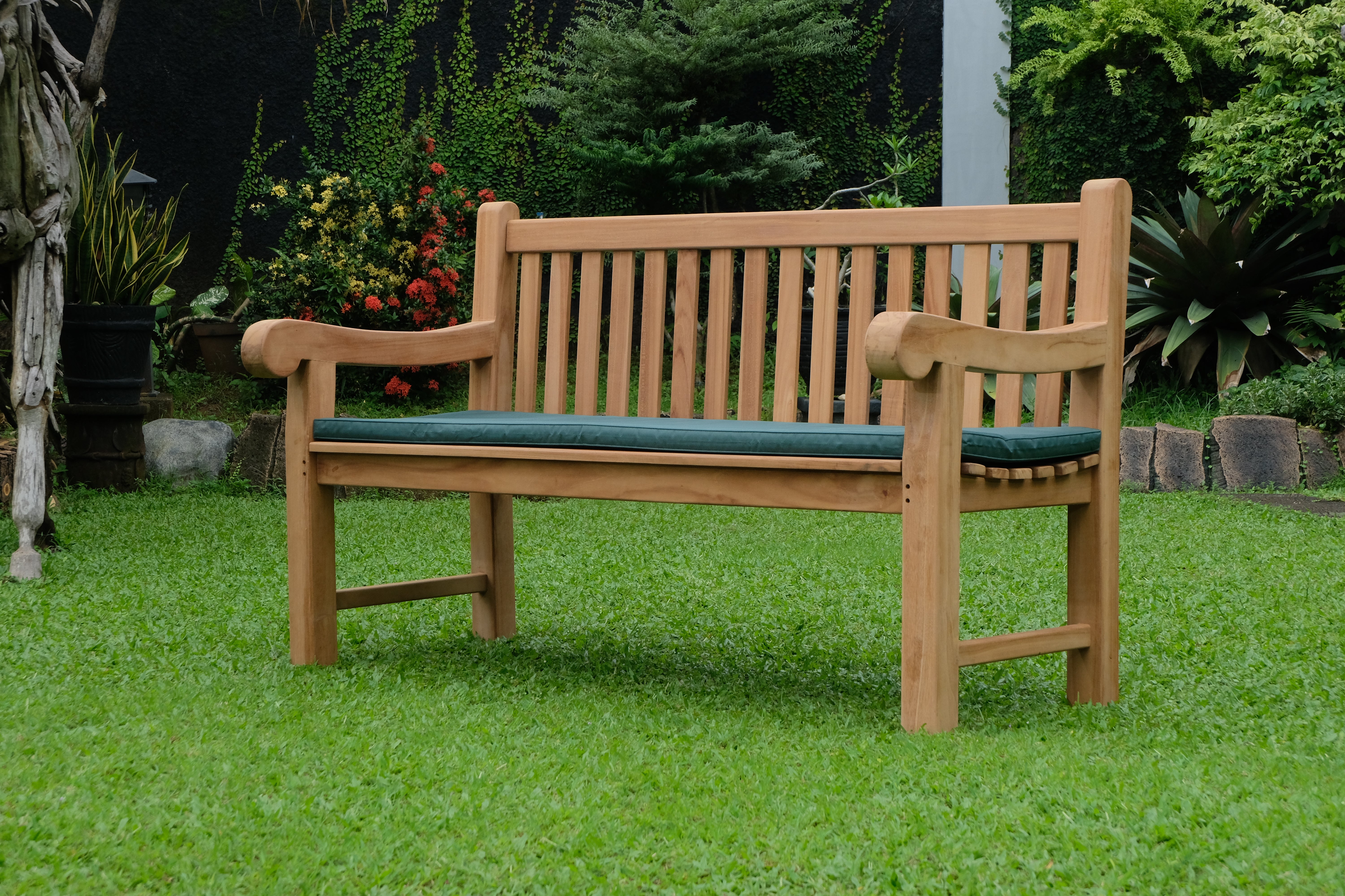 Salisbury 3 Seater Thick Teak Garden Bench, 1.5m ( Outdoor / Patio Bench)