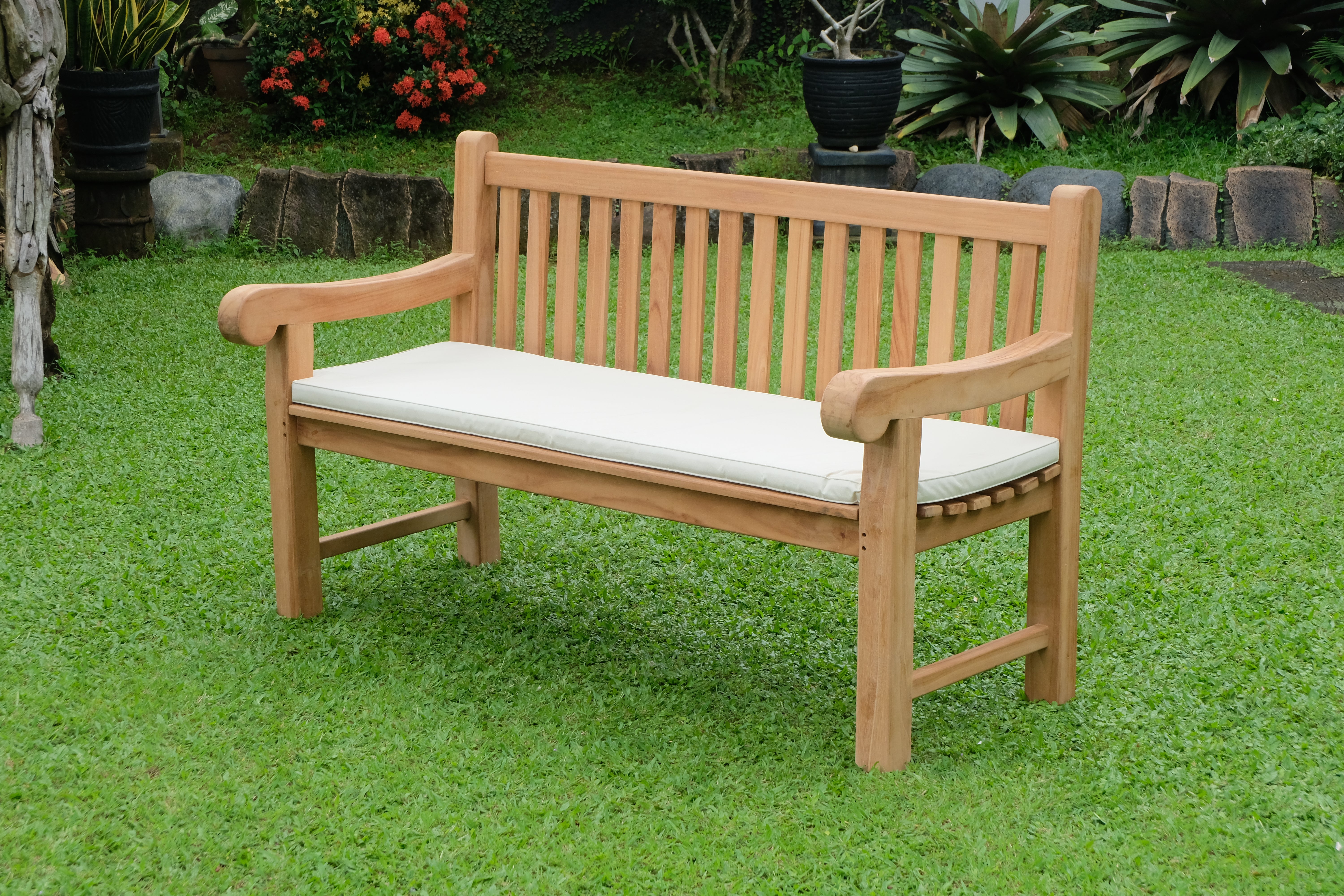 Salisbury 3 Seater Thick Teak Garden Bench, 1.5m ( Outdoor / Patio Bench)