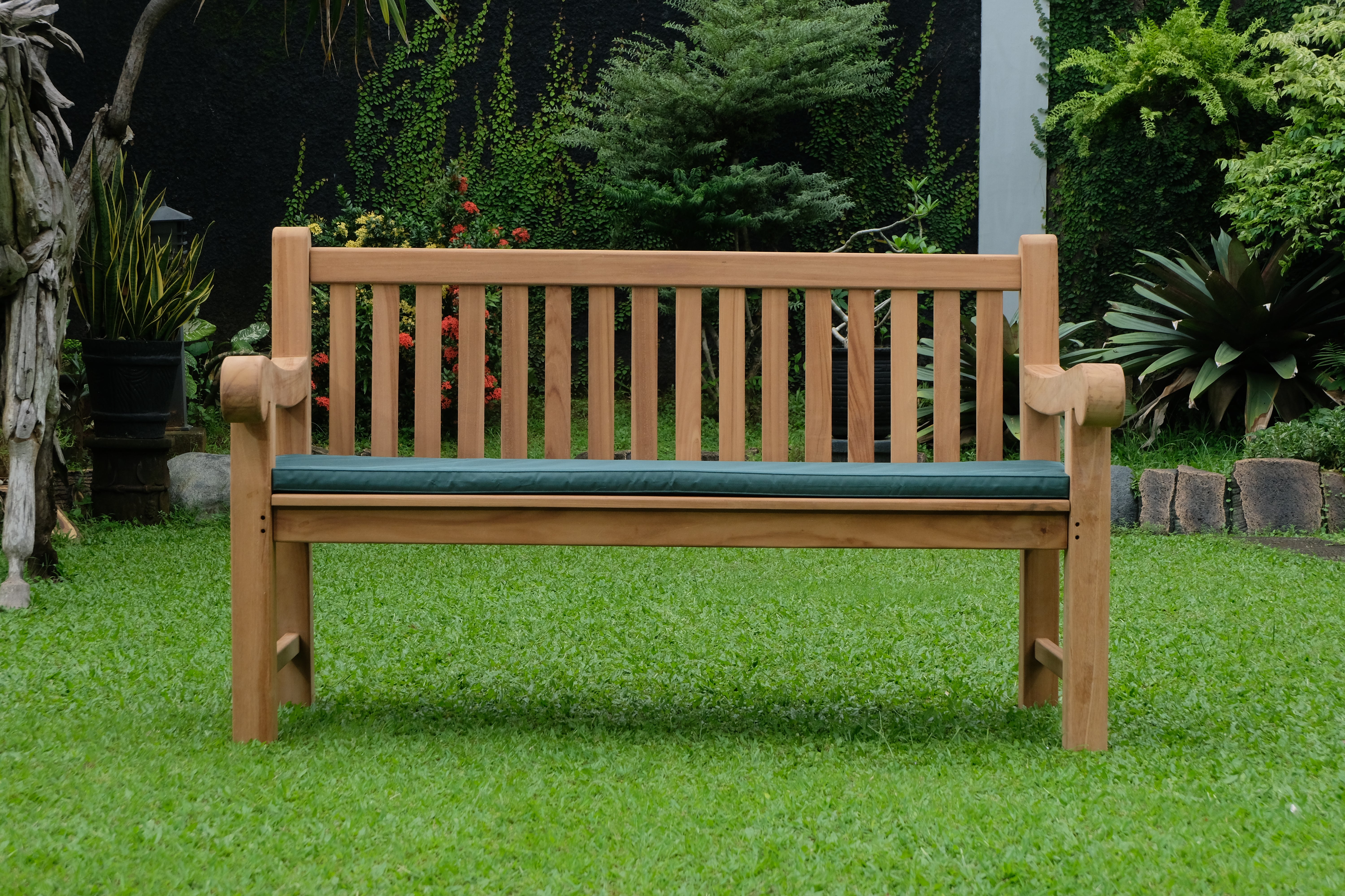 Salisbury 3 Seater Thick Teak Garden Bench, 1.5m ( Outdoor / Patio Bench)