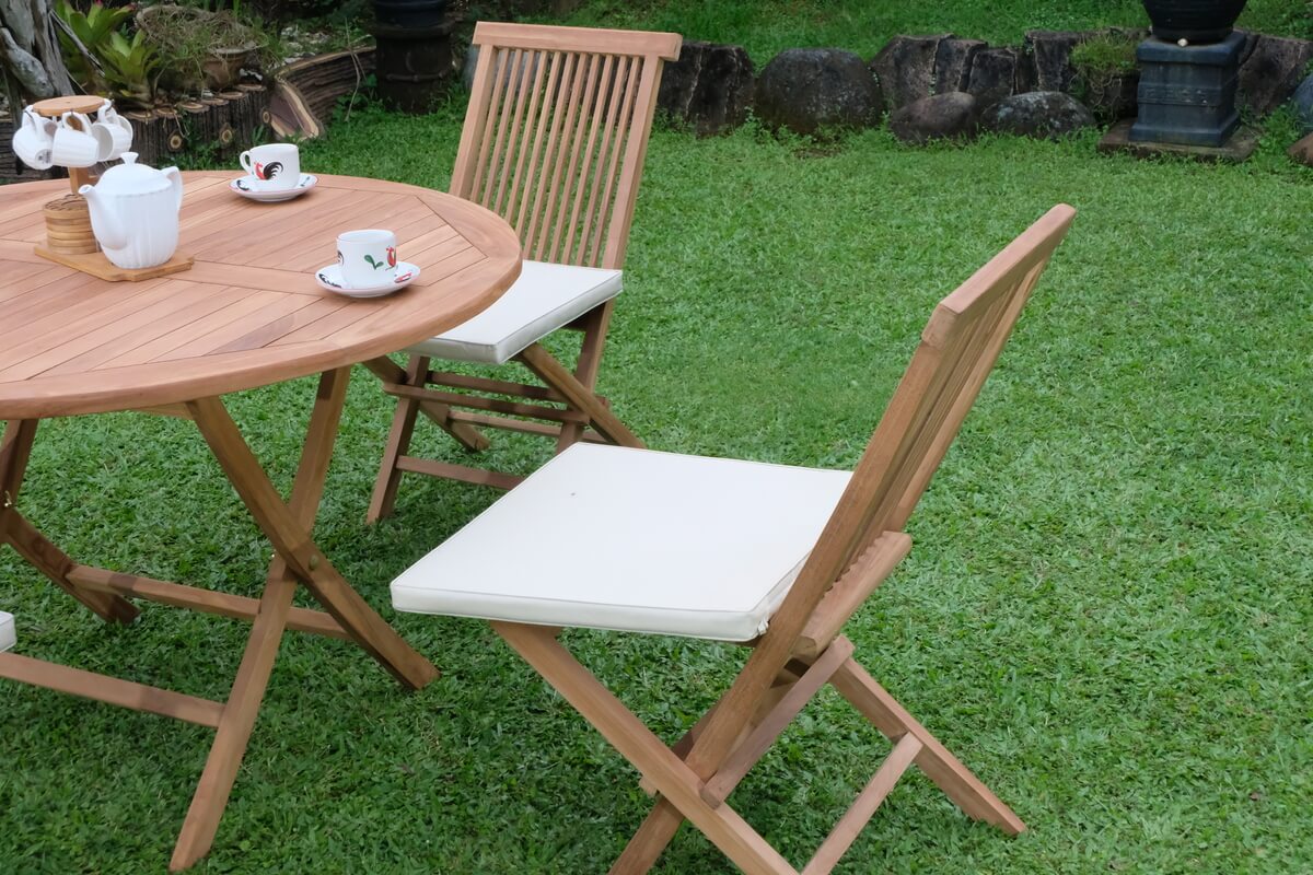 Teak Standard Folding Table 120cm with Standard Folding Chair  (Garden / Outdoor Dining Set)