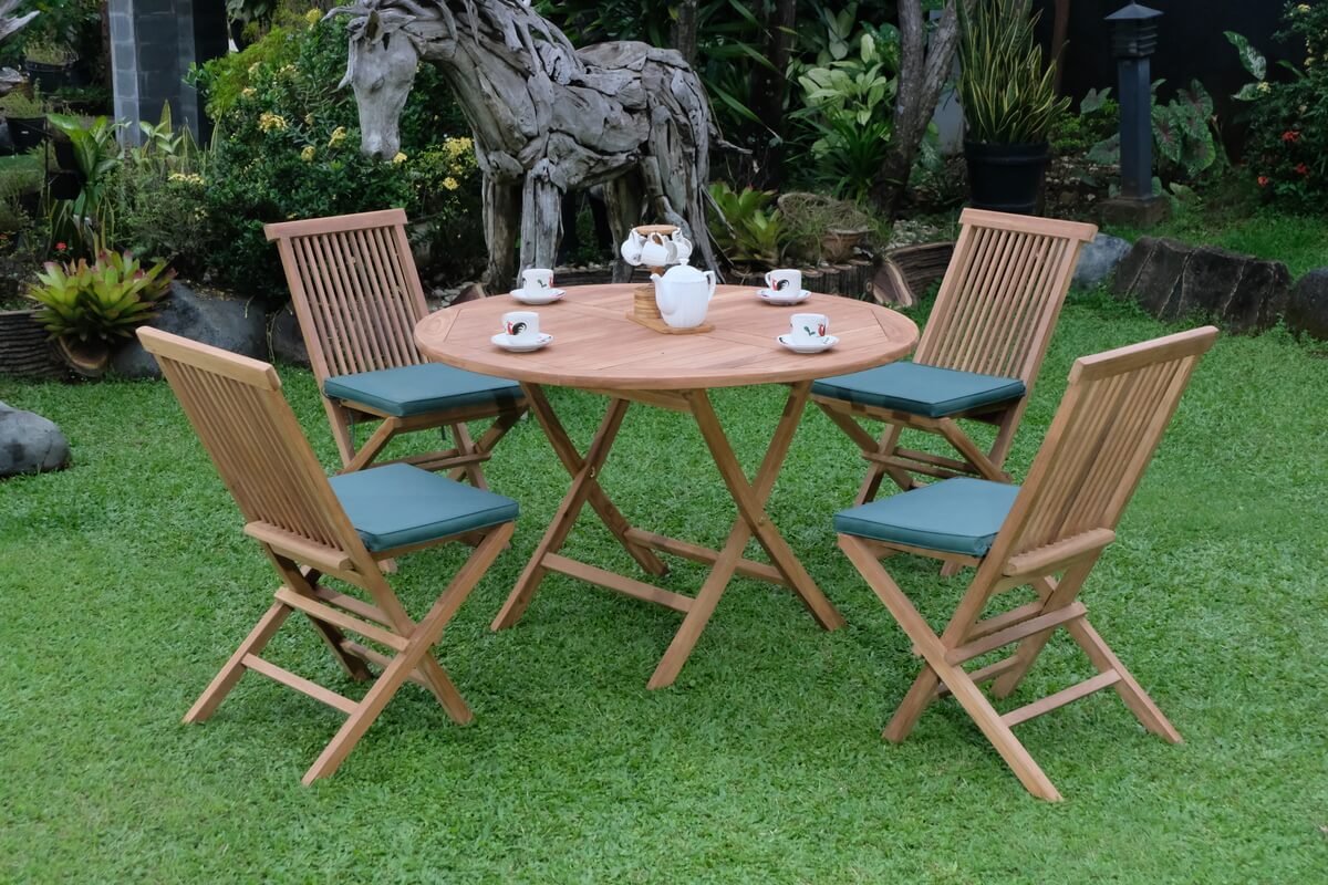Teak Standard Folding Table 120cm with Standard Folding Chair (Garden / Outdoor Dining Set)