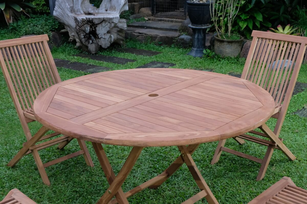 Teak Standard Folding Table 120cm with Standard Folding Chair (Garden / Outdoor Dining Set)