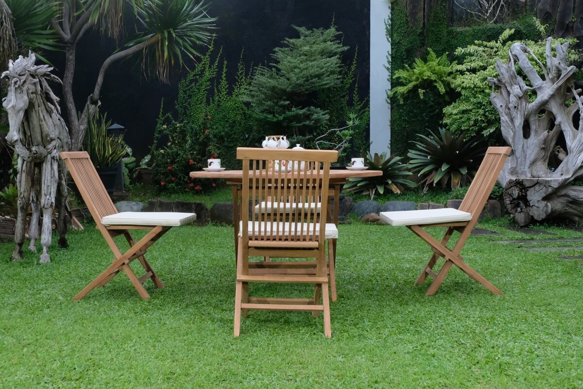 Teak Standard Folding Table 120cm with Standard Folding Chair (Garden / Outdoor Dining Set)