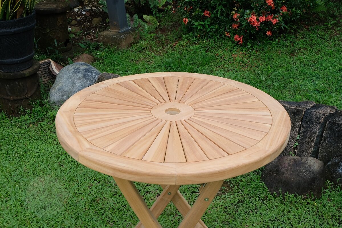 Teak Sunburst Table 80cm (4cm Thick Top)