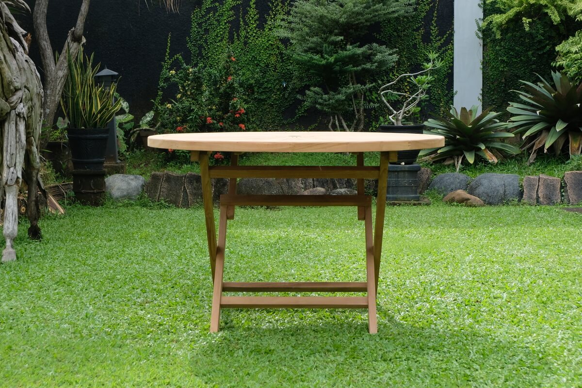 Teak Sunburst Round Folding Garden Table – 1.2m (4cm Thick Top)