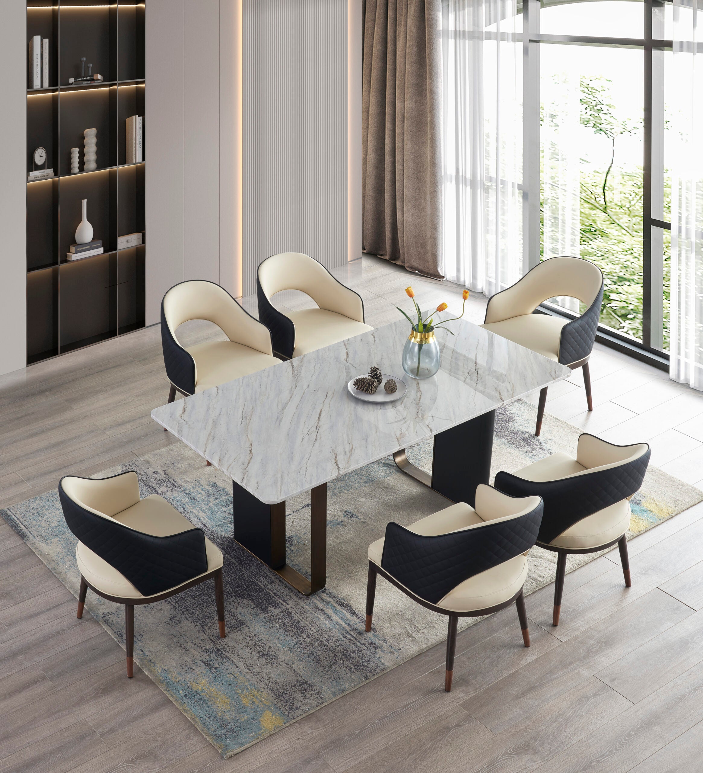 Vienna 6 Seater Rectangle Table 1.8m with 6 Florence Dining Chairs