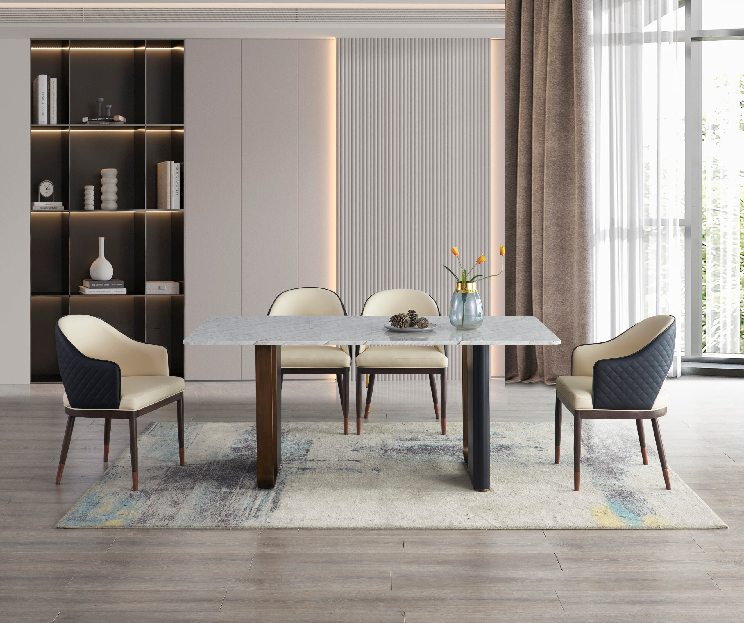 Vienna 6 Seater Rectangle Table 1.8m with 6 Florence Dining Chairs