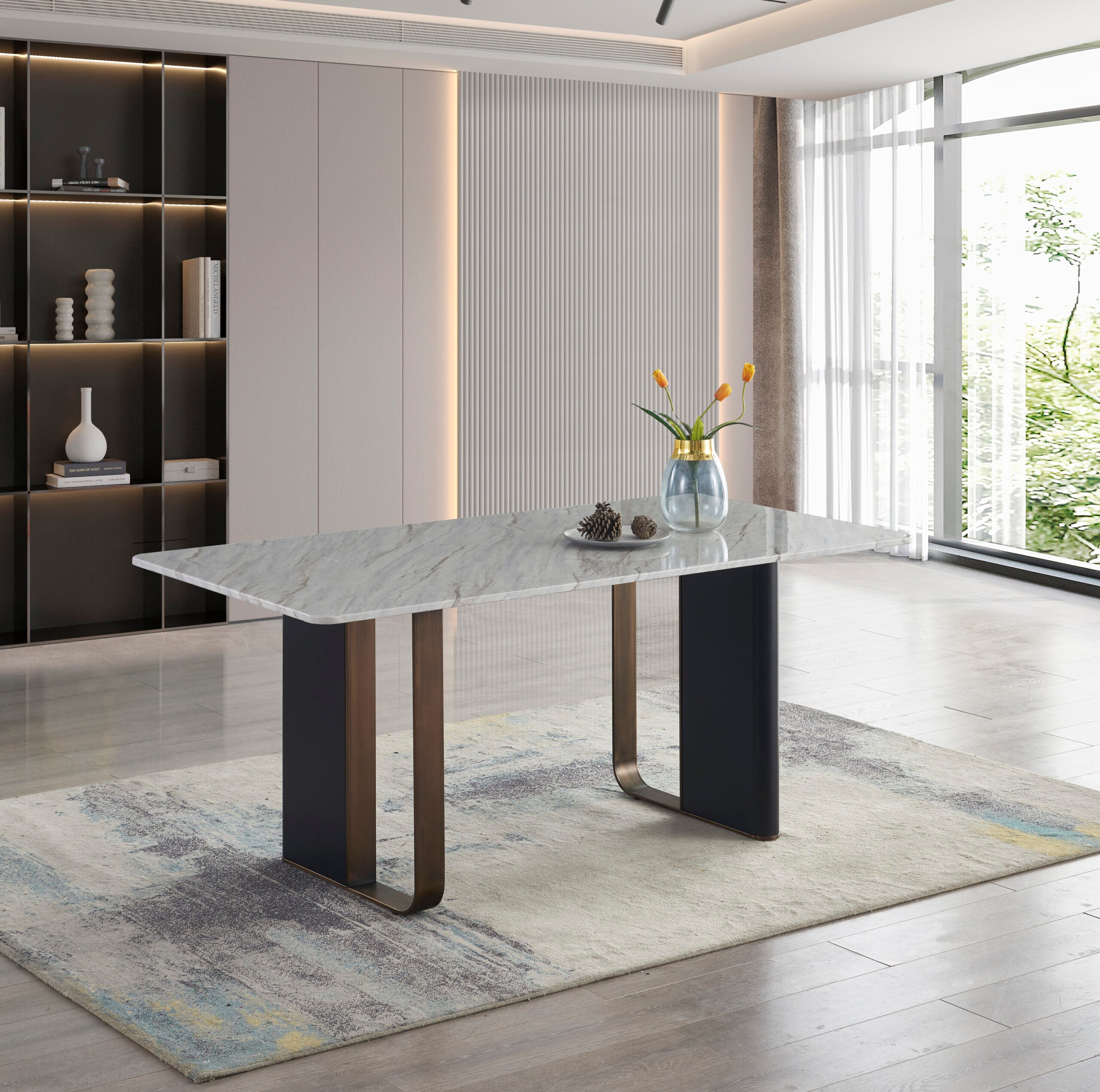 Vienna 6 Seater Rectangle Table 1.8m with 6 Florence Dining Chairs