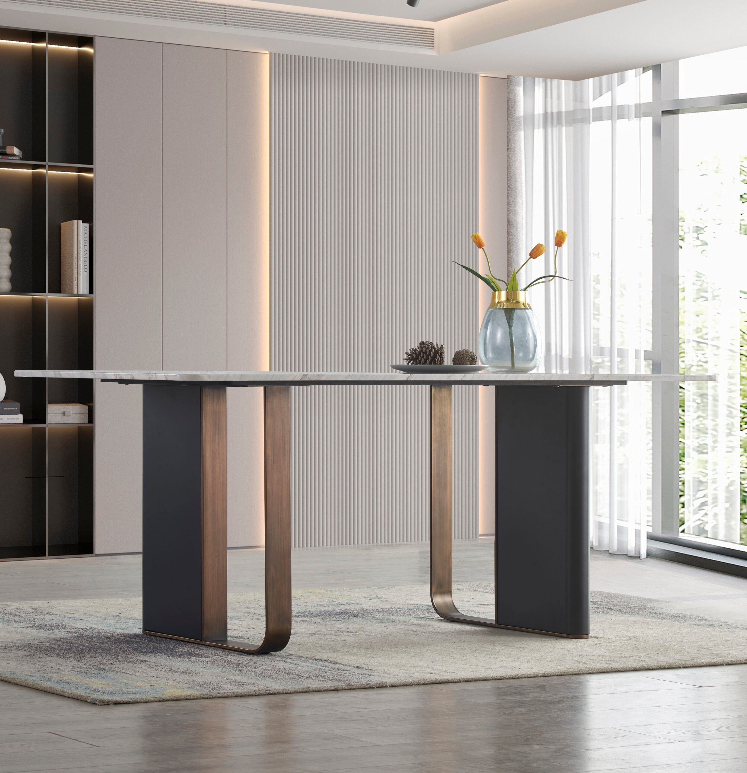 Vienna 6 Seater Rectangle Table 1.8m with 6 Florence Dining Chairs