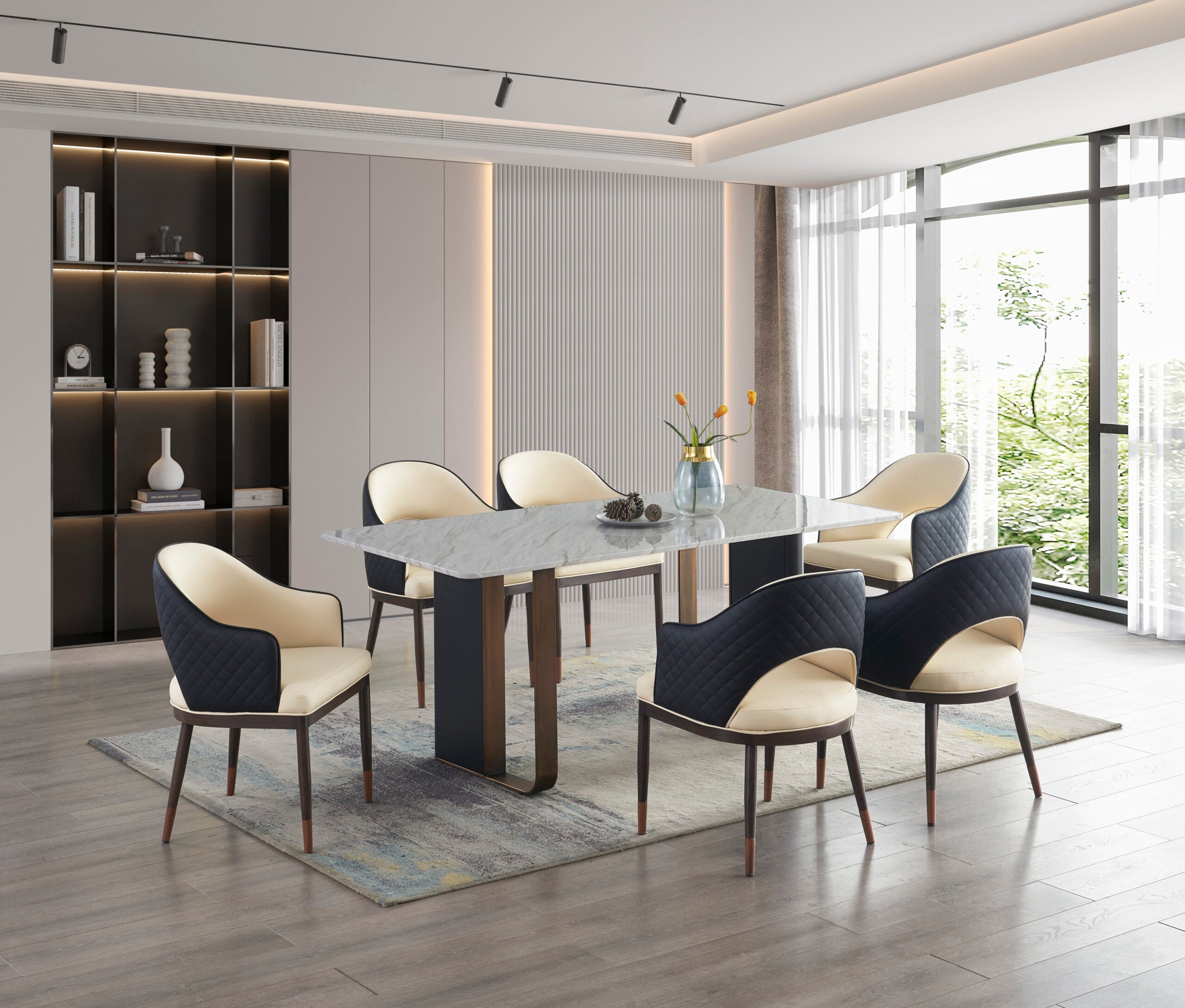 Vienna 6 Seater Rectangle Table 1.8m with 6 Florence Dining Chairs