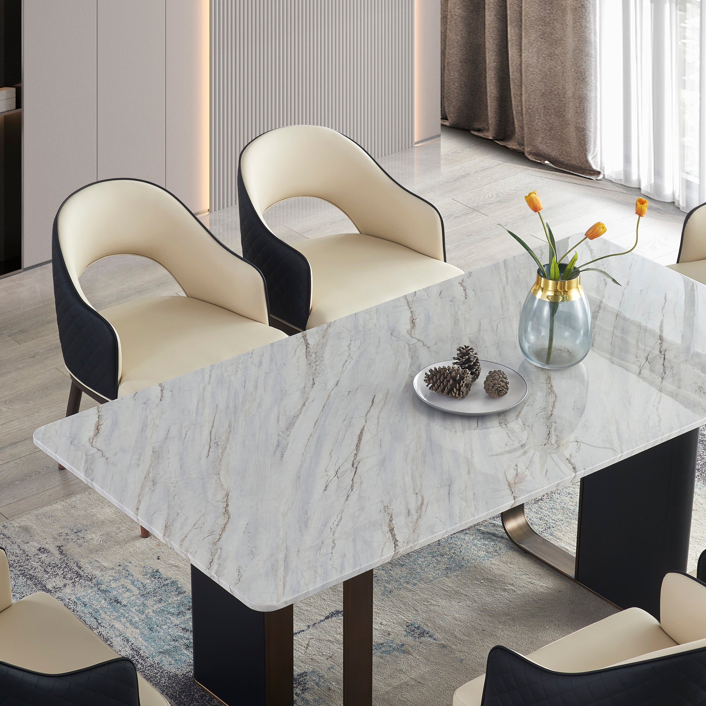 Vienna 8 Seater Rectangle Table 1.8m with 8 Florence Dining Chairs