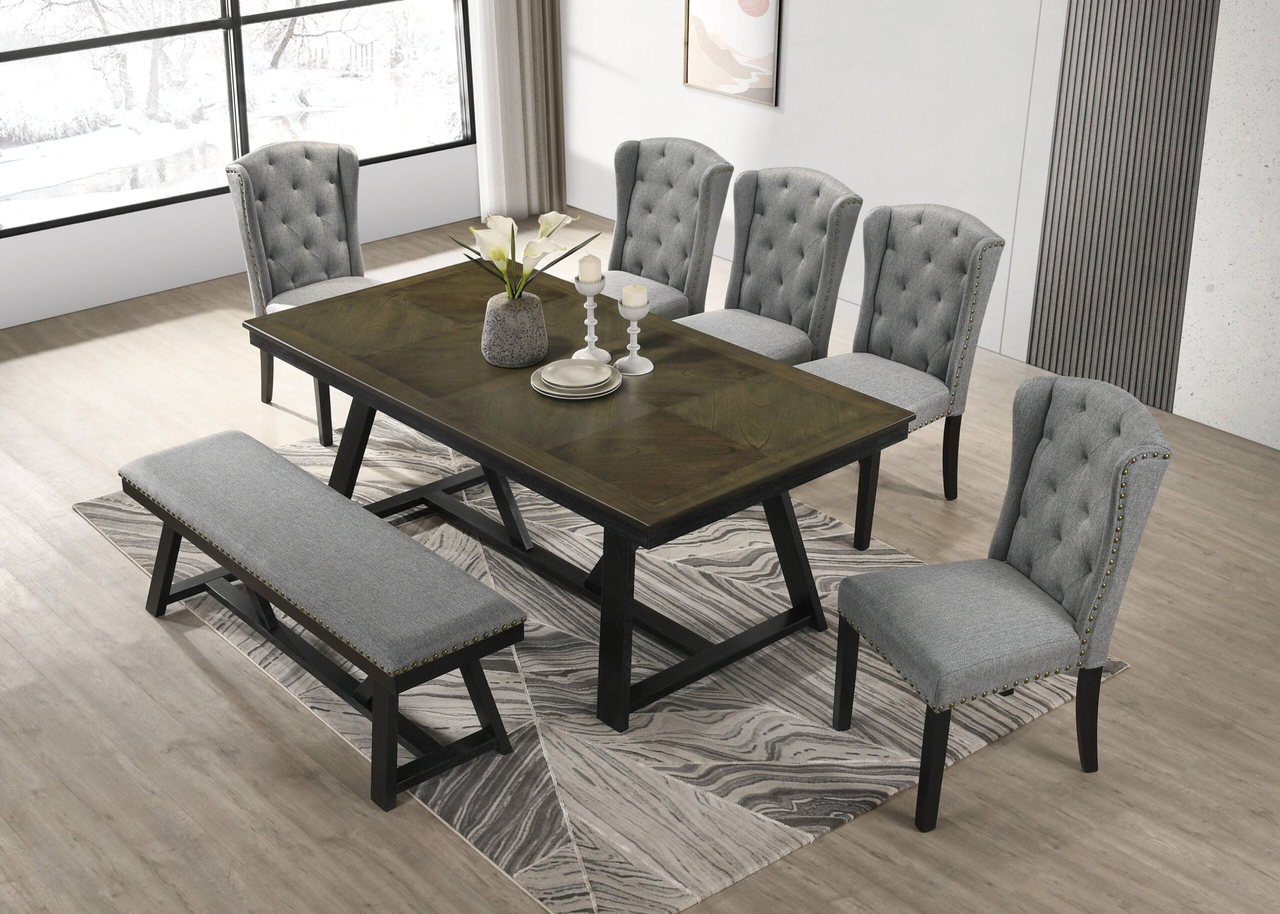 Wooden Dining Chairs (Grey)