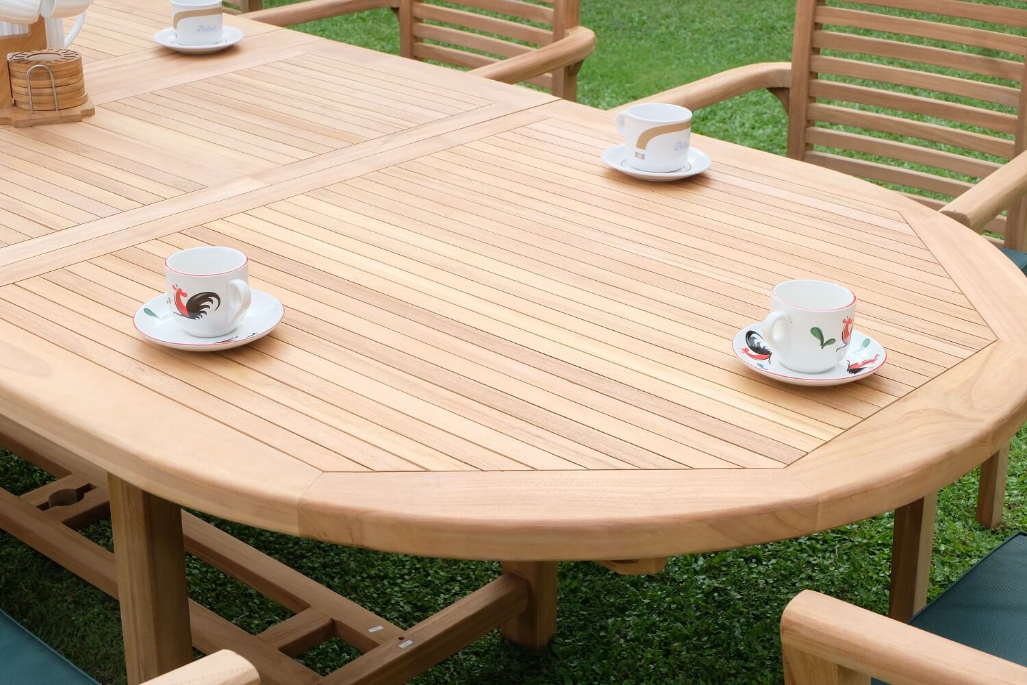 Teak Belgrave 10 Seater Extending Table 2m-3m (4cm Thick Top) with 10 Belgrave Stacking Chairs  (Garden / Outdoor Dining Set)