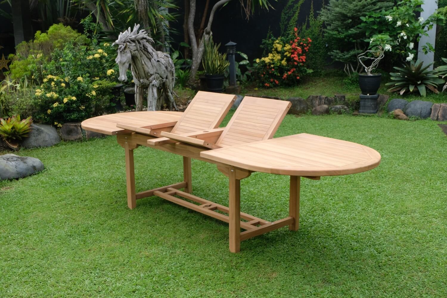 Teak Belgrave 10 Seater Extending Table 2m-3m (4cm Thick Top) with 10 Belgrave Stacking Chairs  (Garden / Outdoor Dining Set)