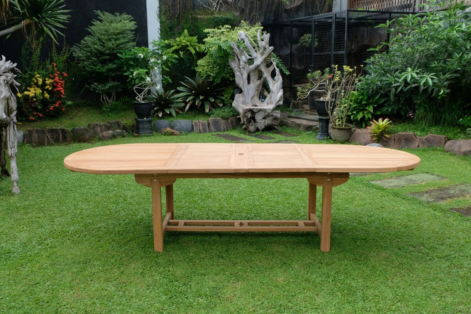 Teak Belgrave 10 Seater Extending Table 2m-3m (4cm Thick Top) with 10 Belgrave Stacking Chairs  (Garden / Outdoor Dining Set)