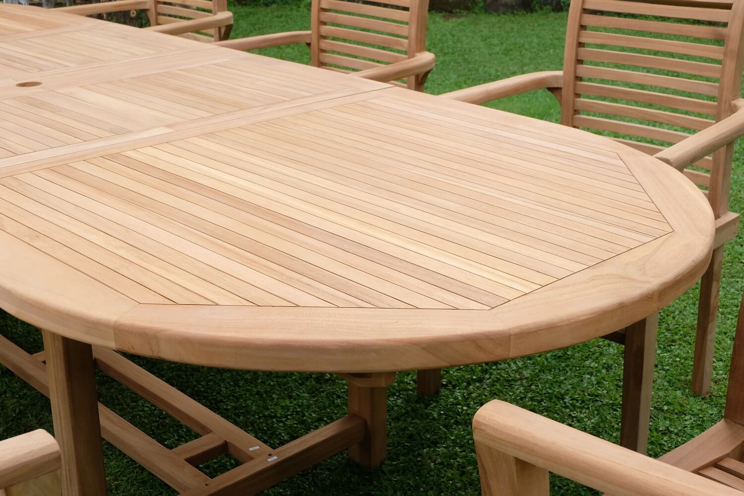 Teak Belgrave 10 Seater Extending Table 2m-3m (4cm Thick Top) with 10 Belgrave Stacking Chairs  (Garden / Outdoor Dining Set)
