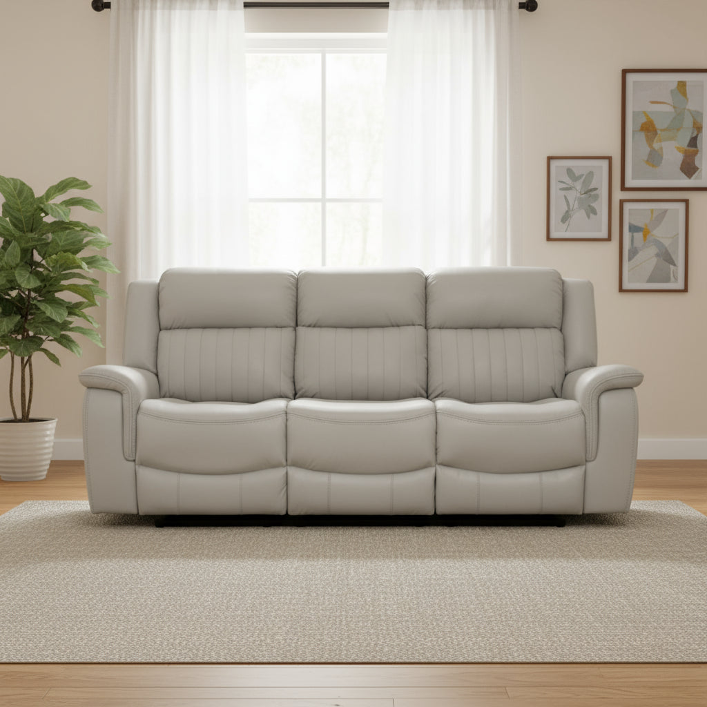 Halmstad Electric / Power Recliner Leather Sofa Set (Grey)