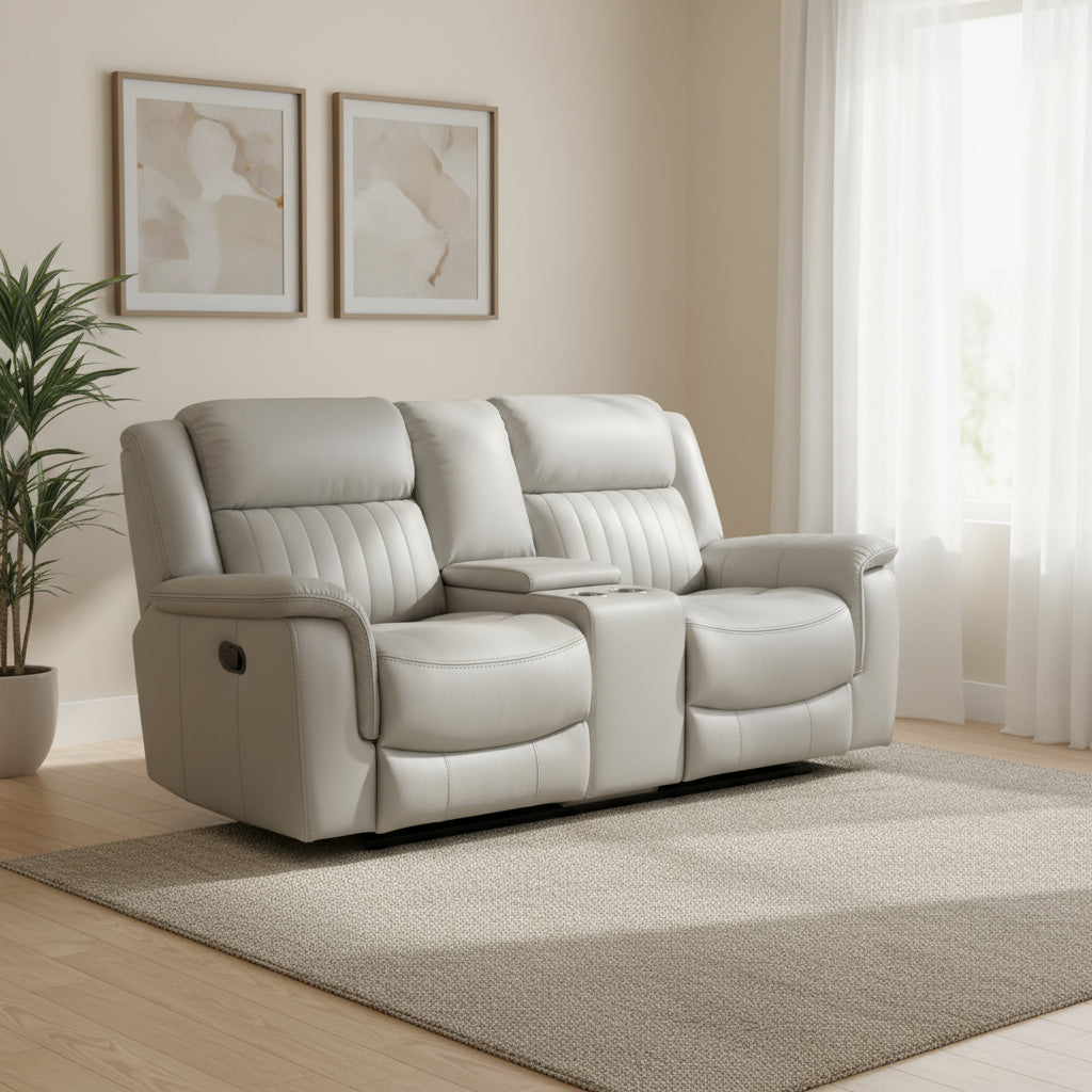 Halmstad Electric / Power Recliner Leather Sofa Set (Grey)