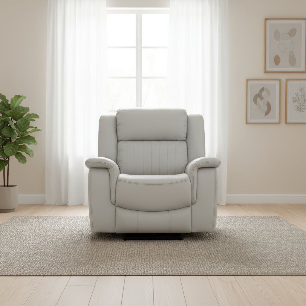 Halmstad Electric / Power Recliner Leather Sofa Set (Grey)