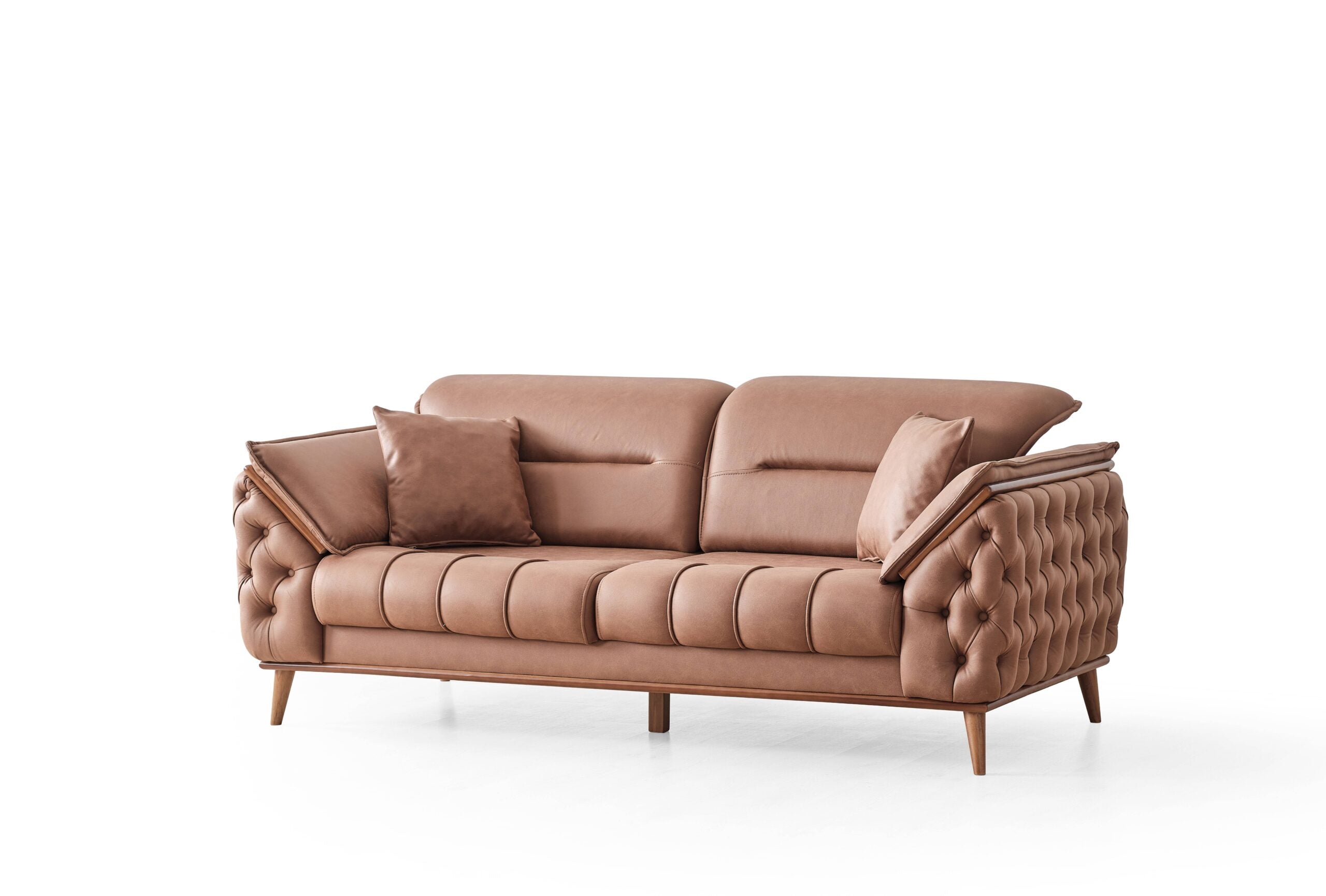 Chesterfield Sofa Set Leather (Brown)