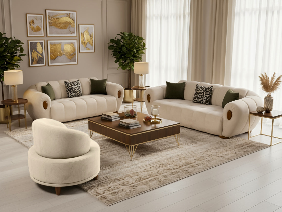 Milano Living room Sofa Set ( Cream/Beige)