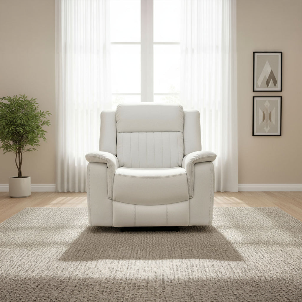Halmstad Electric / Power Recliner Leather Sofa Set (Ivory/White)