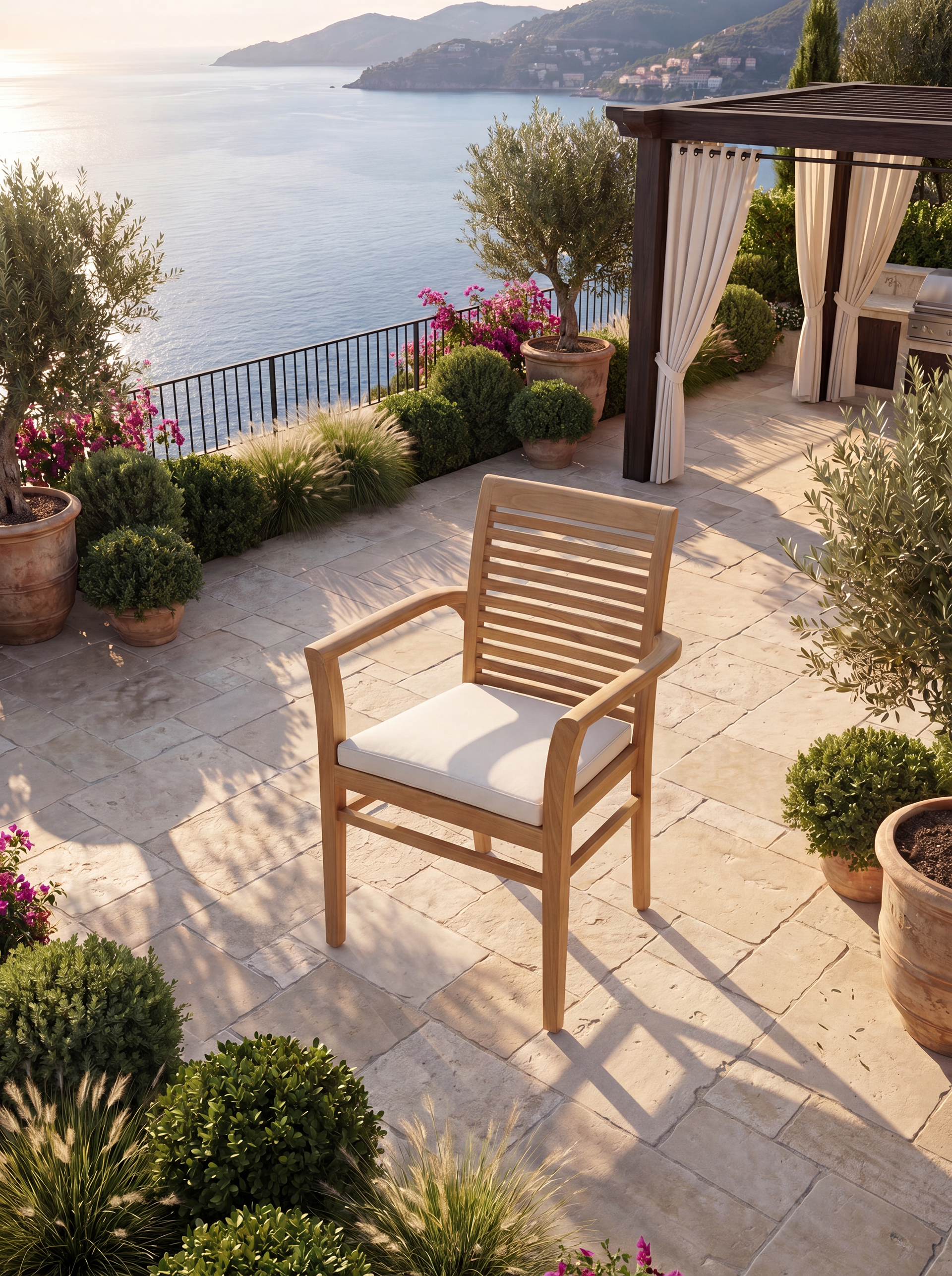 Teak Belgrave 8 Seater Extending Table 1.8m-2.4m (4cm Thick Top) with 2* Teak Belgrave Chairs & 2* Burnham Bench 180cm (Garden / Outdoor Dining Set)