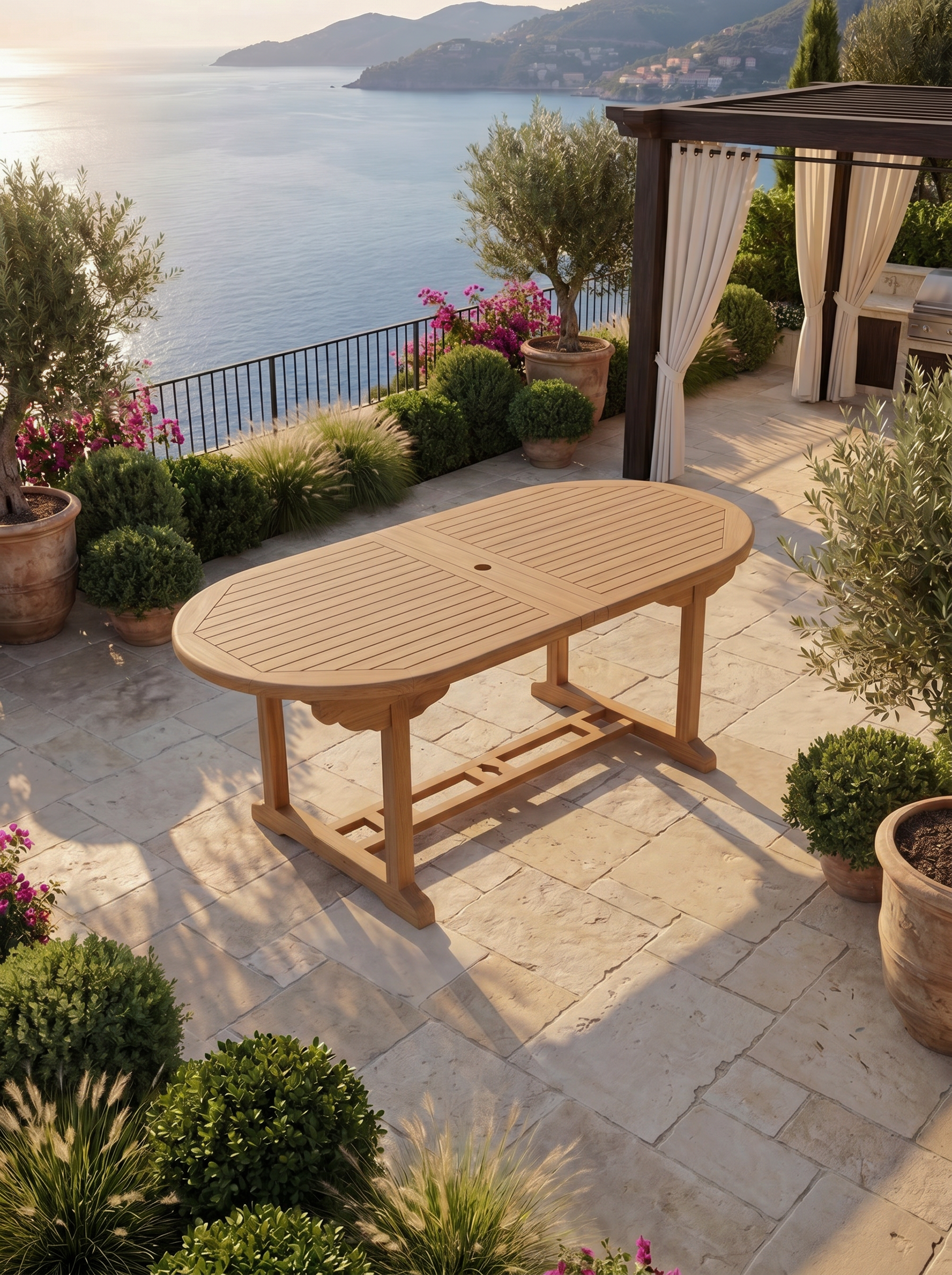 Teak Belgrave 8 Seater Extending Table 1.8m-2.4m (4cm Thick Top) with 2* Teak Belgrave Chairs & 2* Burnham Bench 180cm (Garden / Outdoor Dining Set)