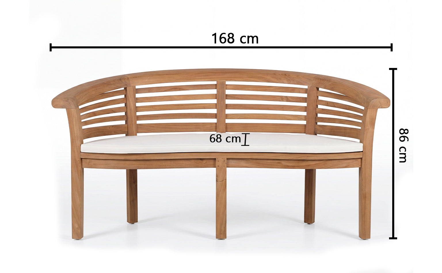 Banana Extra Thick Teak Garden Bench Horizontal Slats, 1.67m ( Outdoor / Patio Bench)