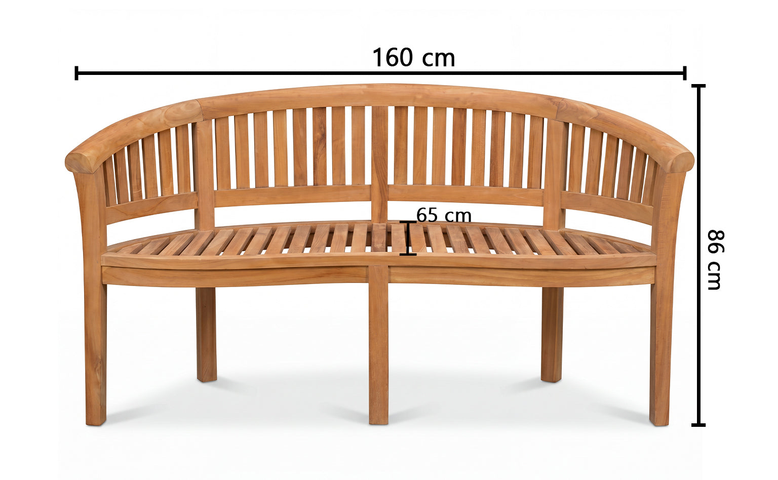 Banana Standard Teak Garden Bench Vertical Slats, 1.6m ( Outdoor / Patio Bench)