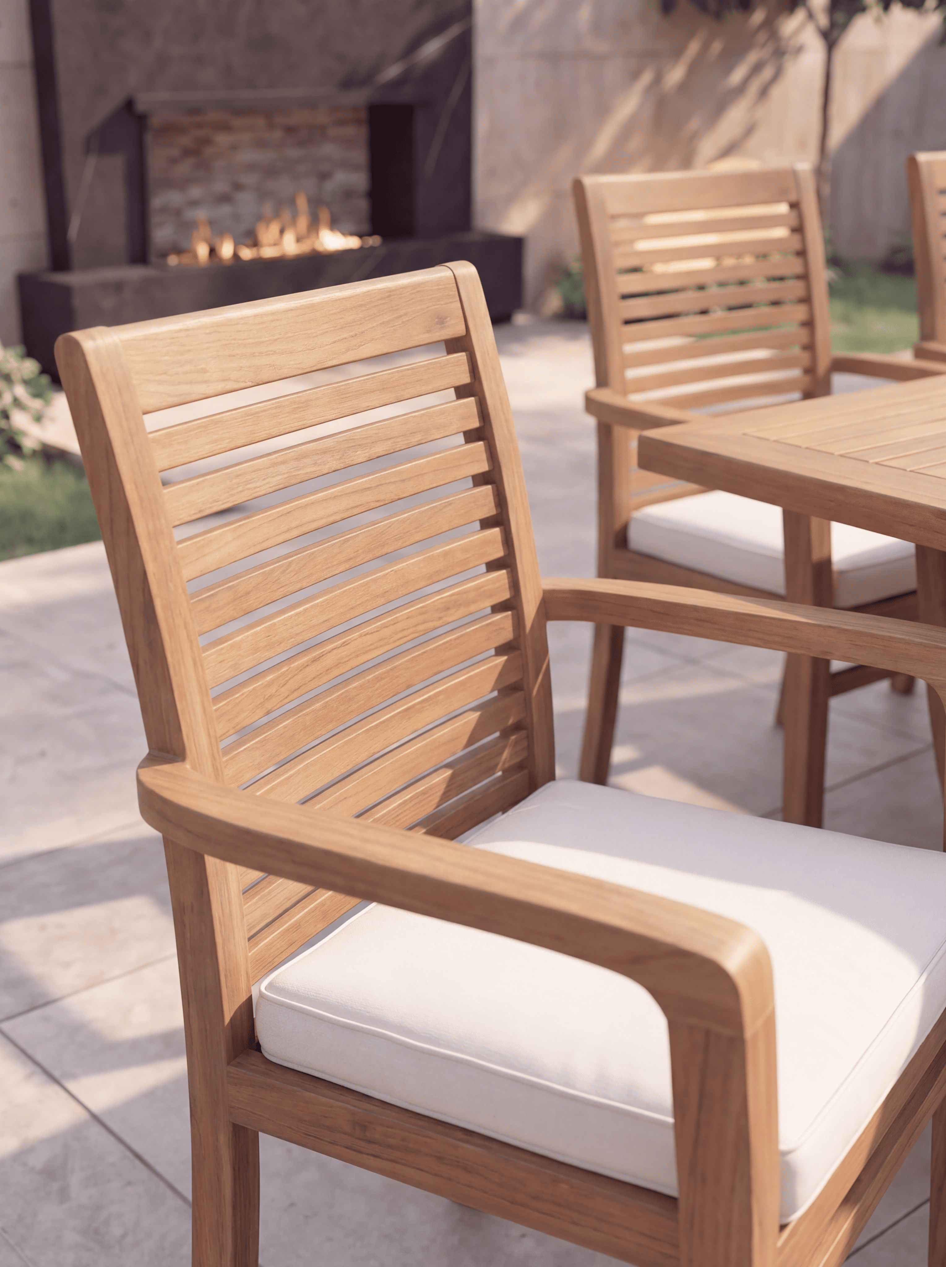 Teak Burnham 8 Seater Extendable Table 1.8m-2.4m (4cm Thick Top) with 5 Teak Belgrave Stacking Chairs & 1× 3-Seater Burnham Bench (Garden / Outdoor Dining Set)