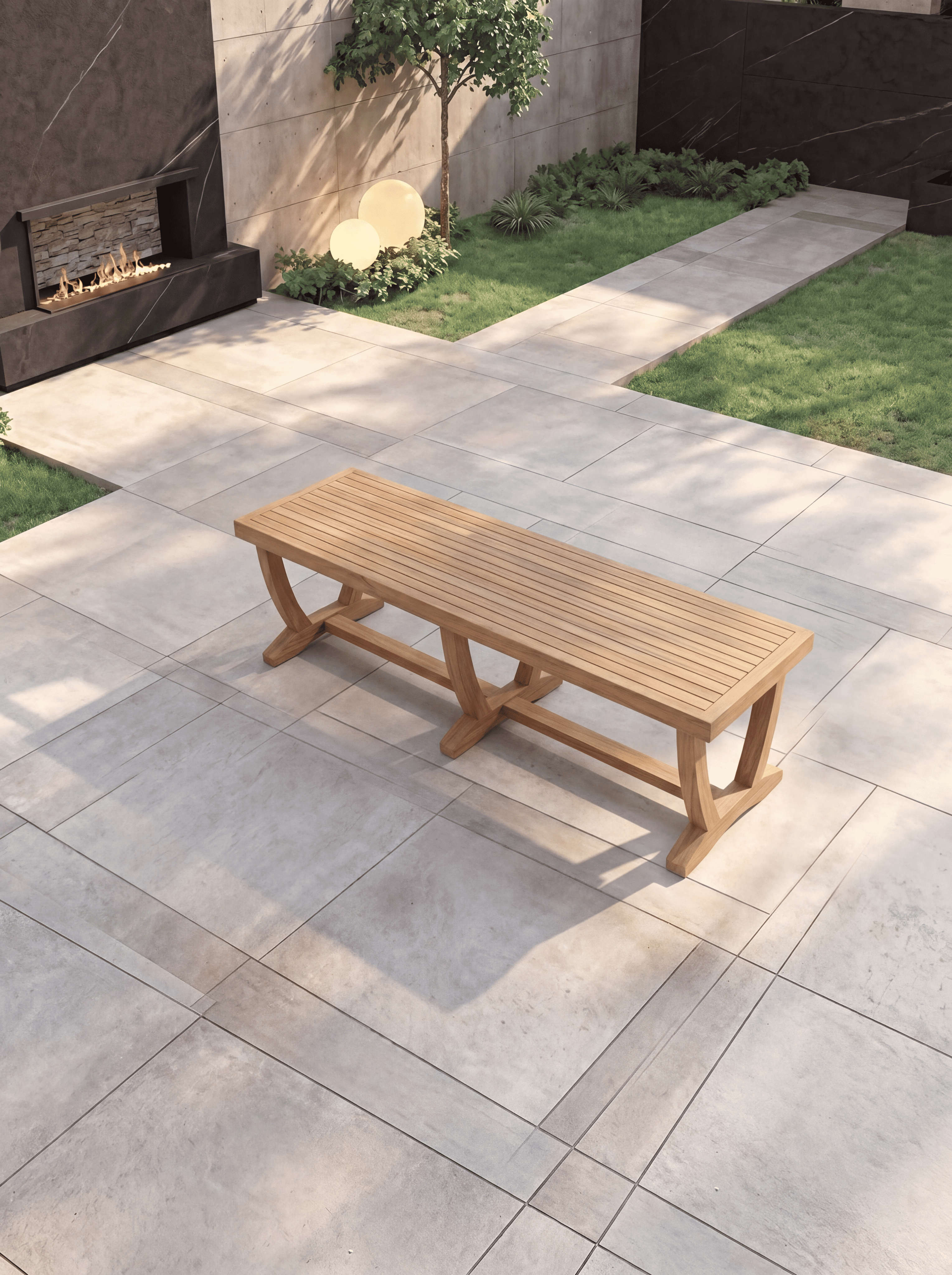 Teak Burnham 8 Seater Extendable Table 1.8m-2.4m (4cm Thick Top) with 5 Teak Belgrave Stacking Chairs & 1× 3-Seater Burnham Bench (Garden / Outdoor Dining Set)