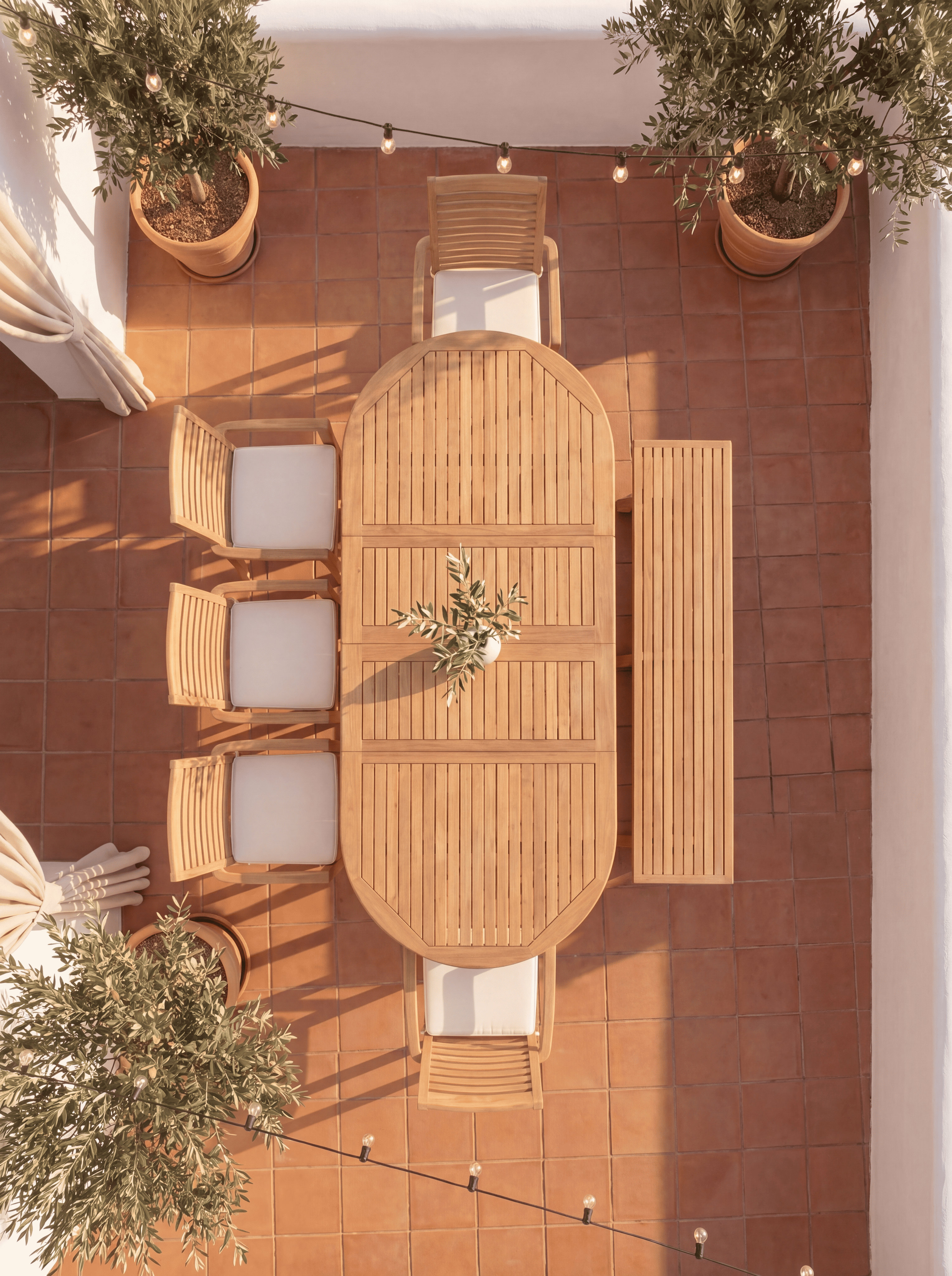 Teak Belgrave 8 Seater Extendable Table 1.8m-2.4m (4cm Thick Top) with 5 Teak Belgrave Stacking Chairs & 1× 3-Seater Burnham Bench (Garden / Outdoor Dining Set)