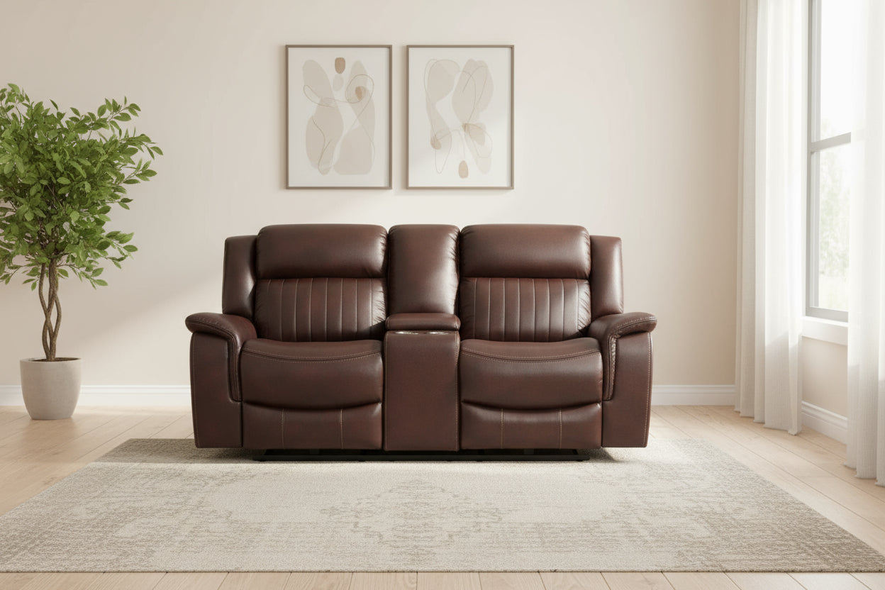 Halmstad Electric / Power Recliner Leather Sofa Set (Brown)
