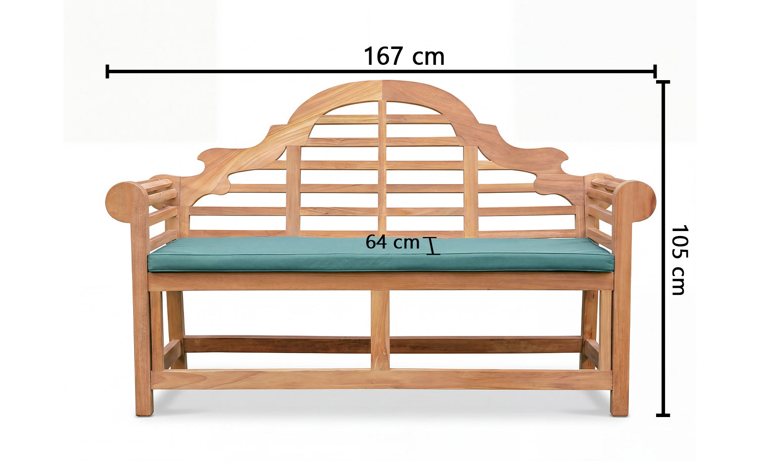 Marlboro 3 Seater Standard Teak Garden Bench, 1.5m ( Outdoor / Patio Bench)