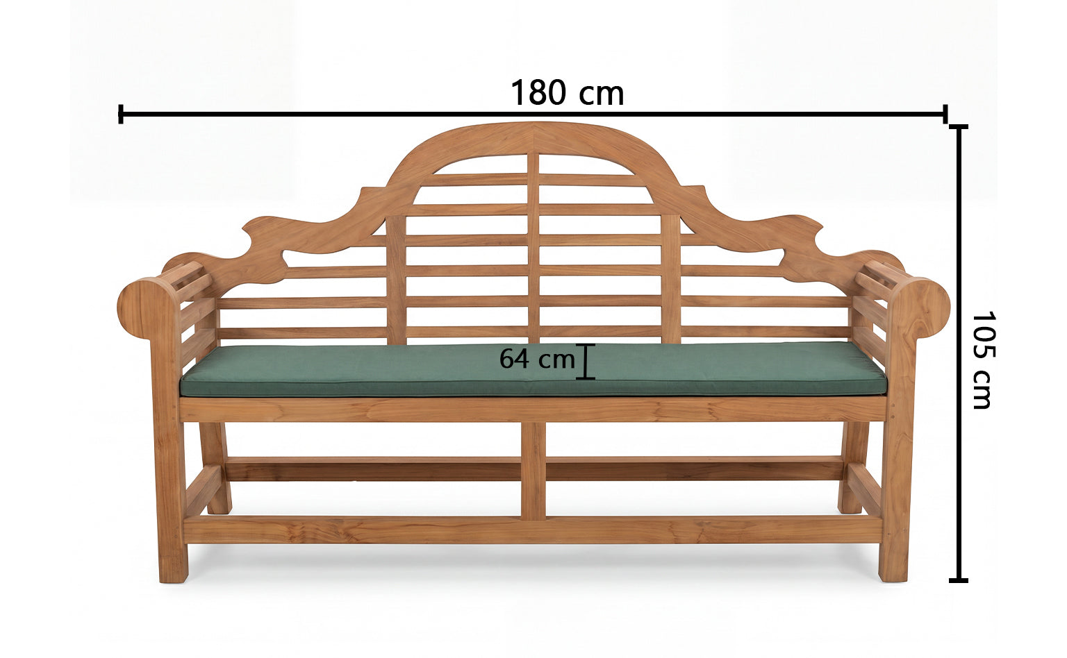 Marlboro 4 Seater Thick Teak Garden Bench, 1.97m ( Outdoor / Patio Bench)