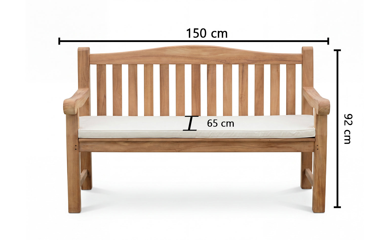 Oxford 3 Seater Thick Teak Garden Bench, 1.5m ( Outdoor / Patio Bench)