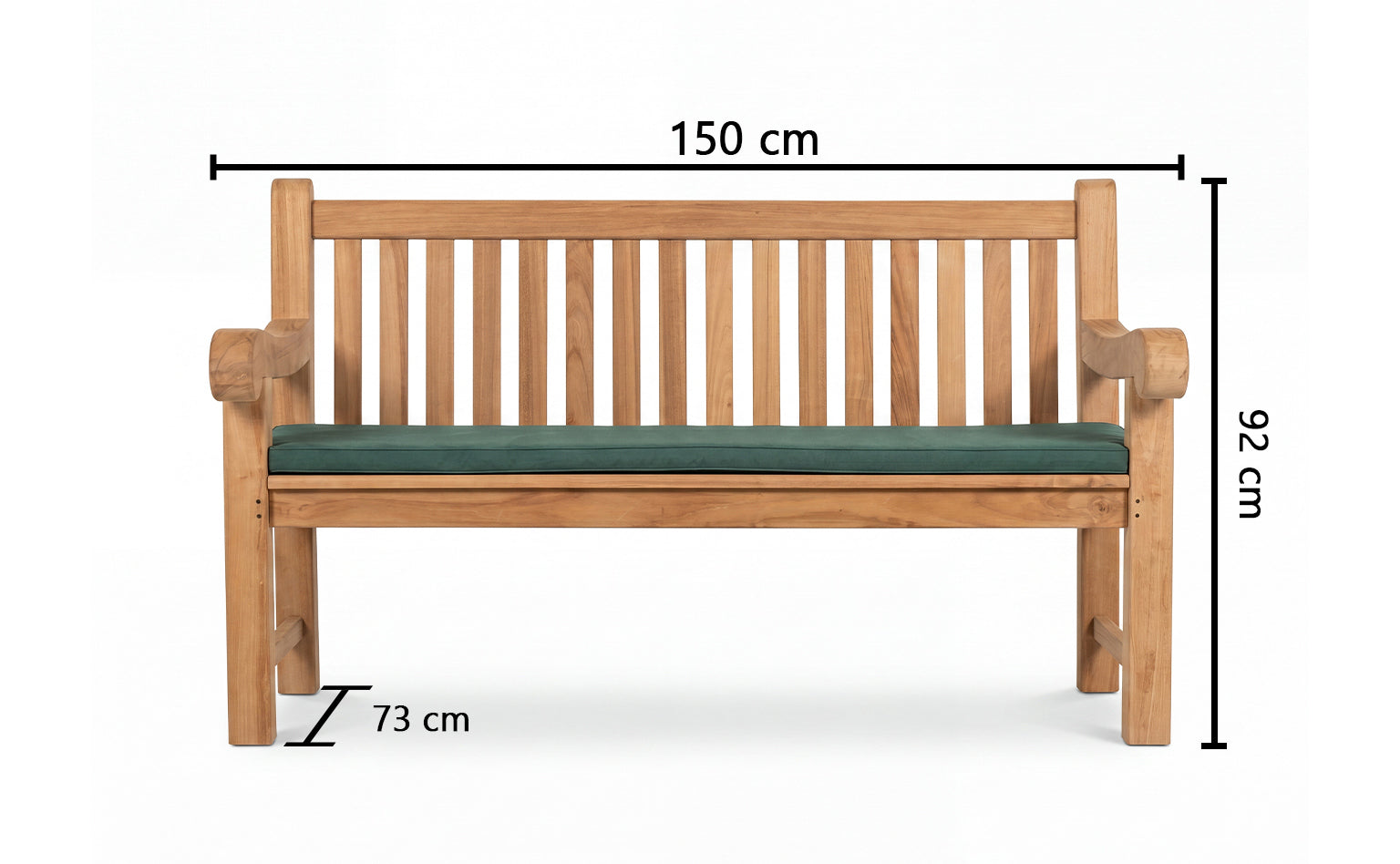 Salisbury 3 Seater Thick Teak Garden Bench, 1.5m ( Outdoor / Patio Bench)