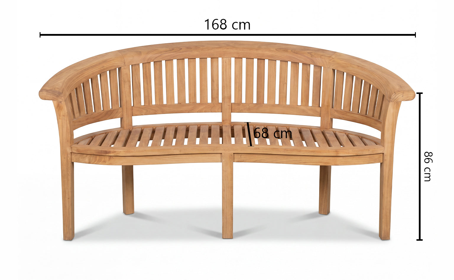 Banana Extra Thick Teak Garden Bench Vertical Slats, 1.67m