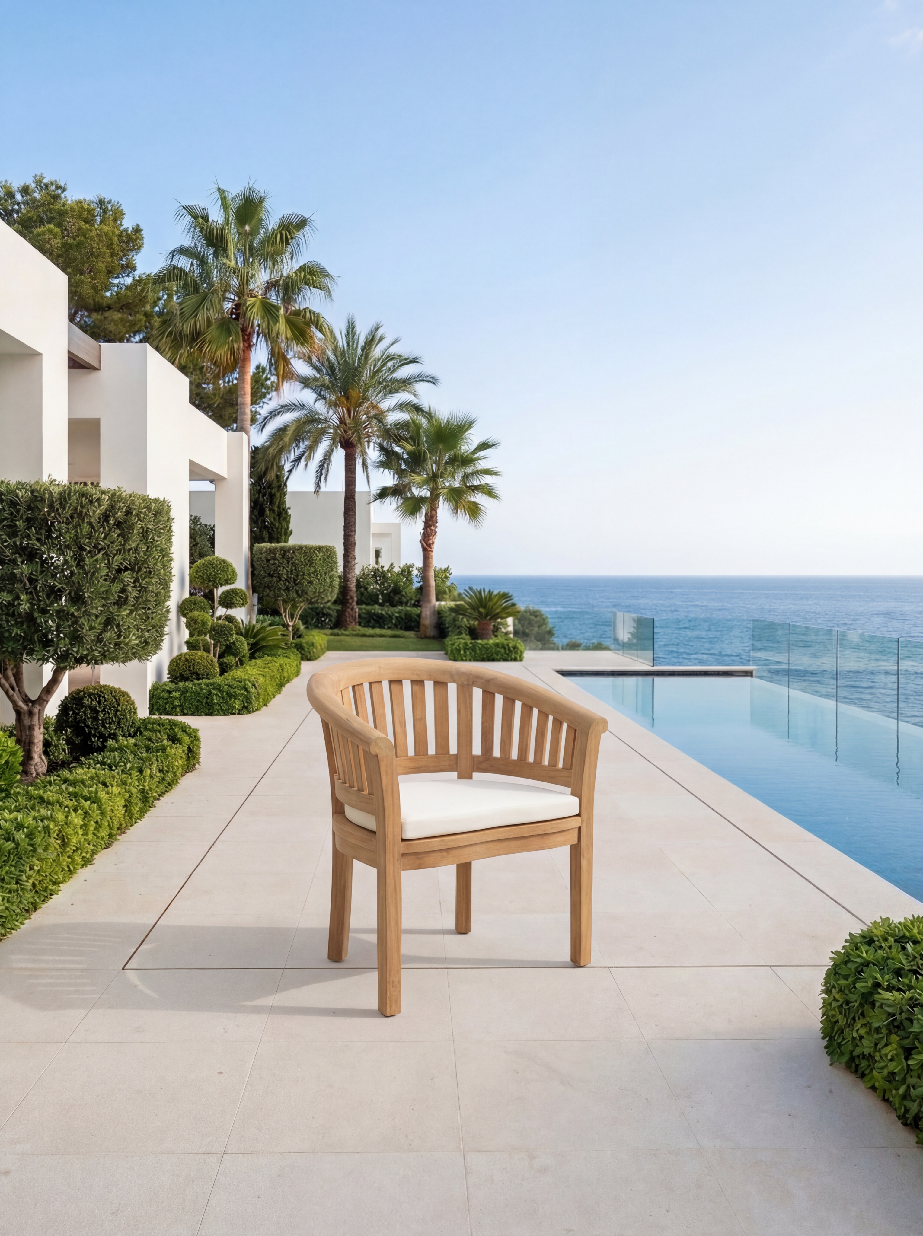 Teak Sunburst Folding Table 120cm (4cm Thick Top) with Teak Banana Chair Vertical Slat(Garden / Outdoor Dining Set)