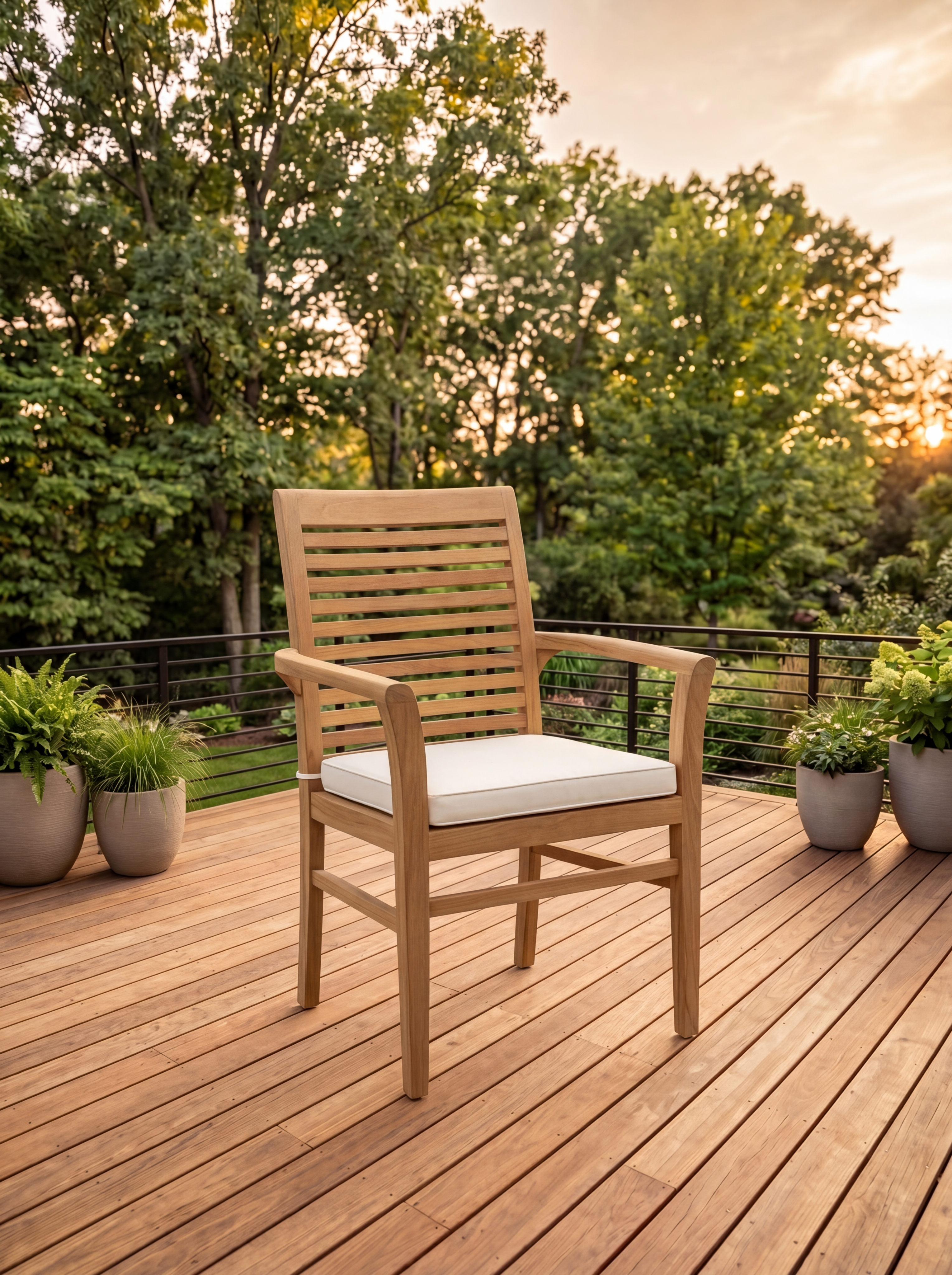 Teak Square 8 Seater Table 1.5m (4cm Thick Top) with 8 Teak Belgrave Stacking Chairs (Garden / Outdoor Dining Set)