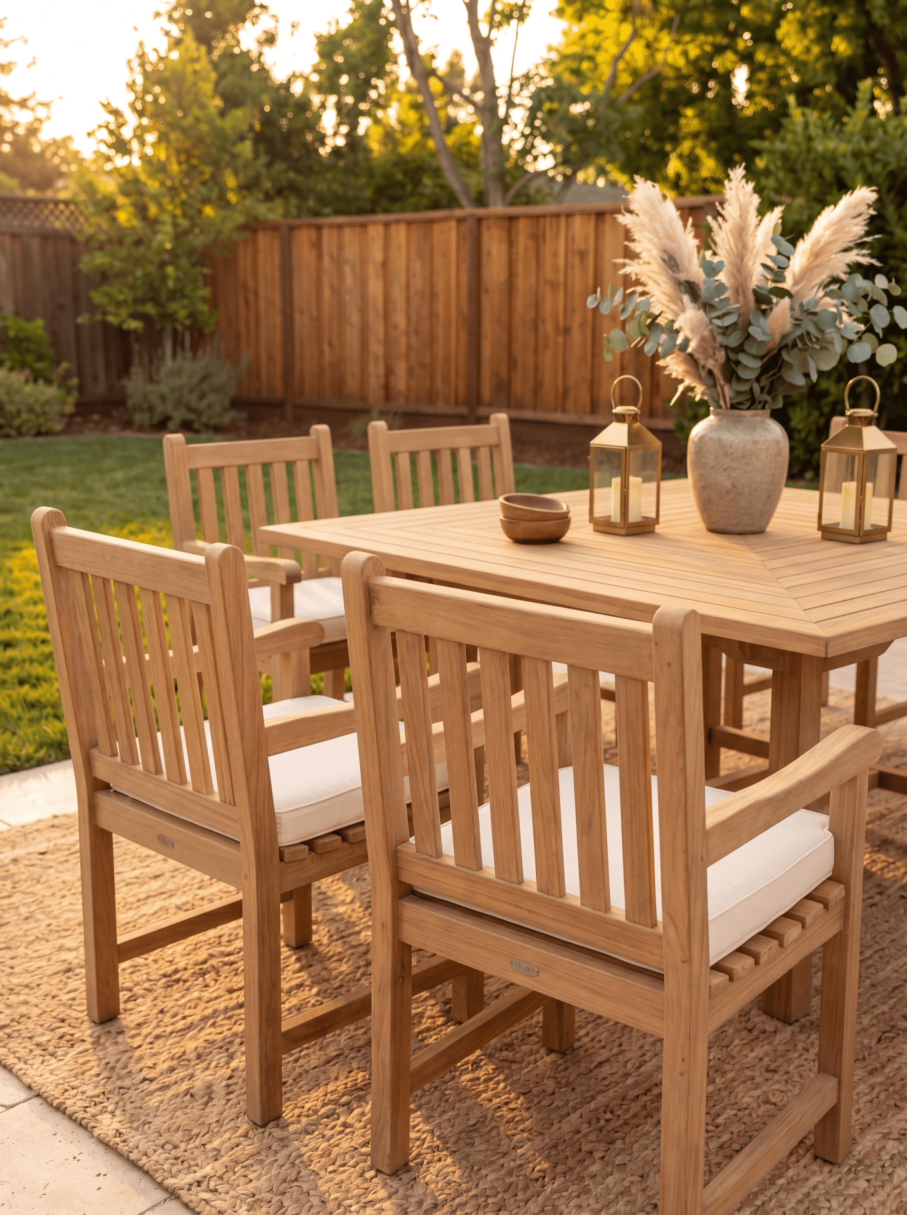 Teak Square 8 Seater 1.5m (4cm Thick Top) with 8 Teak Oxford Chairs (Garden / Outdoor Dining Set)