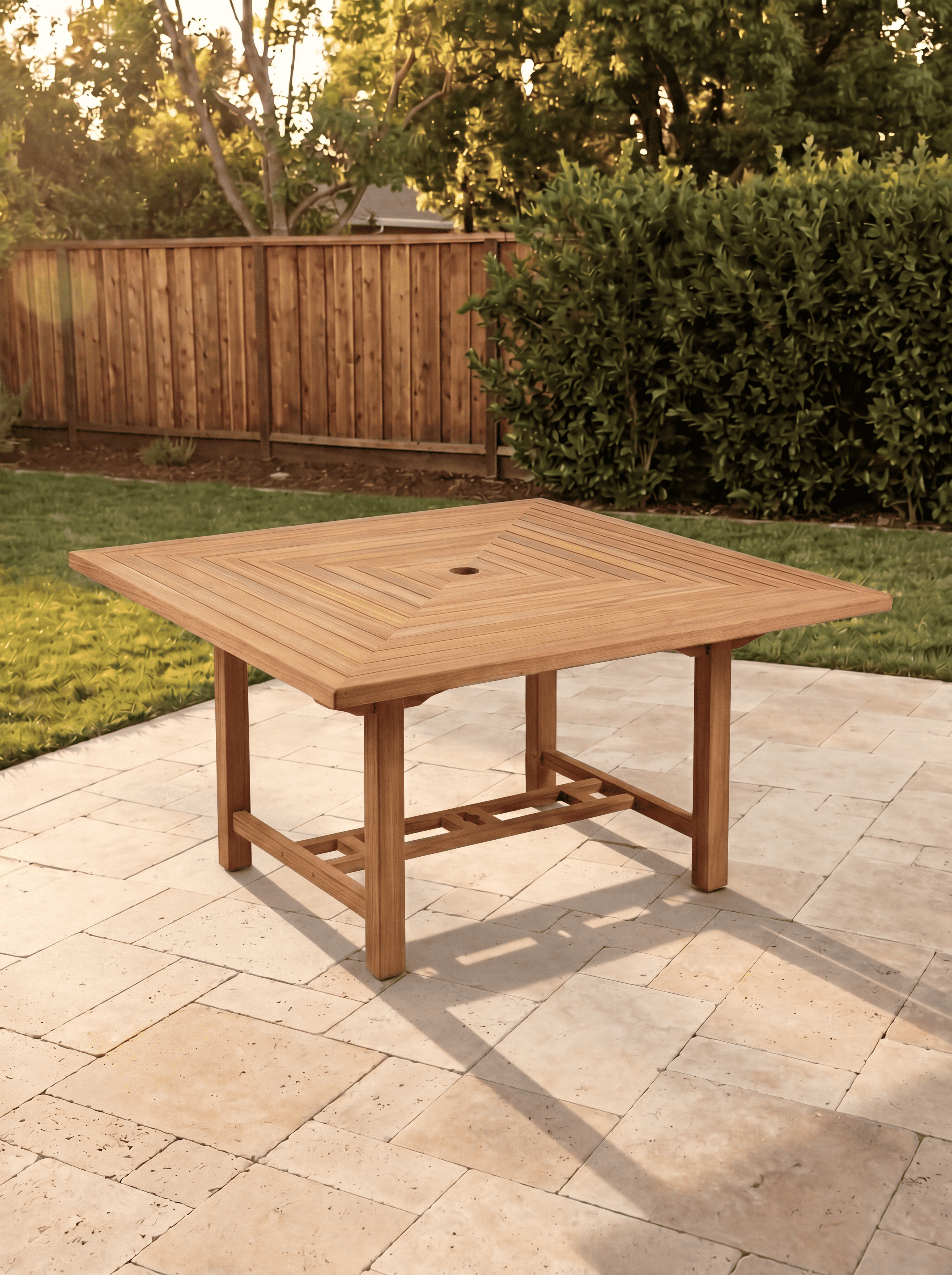 Teak Square 8 Seater 1.5m (4cm Thick Top) with 8 Teak Oxford Chairs (Garden / Outdoor Dining Set)