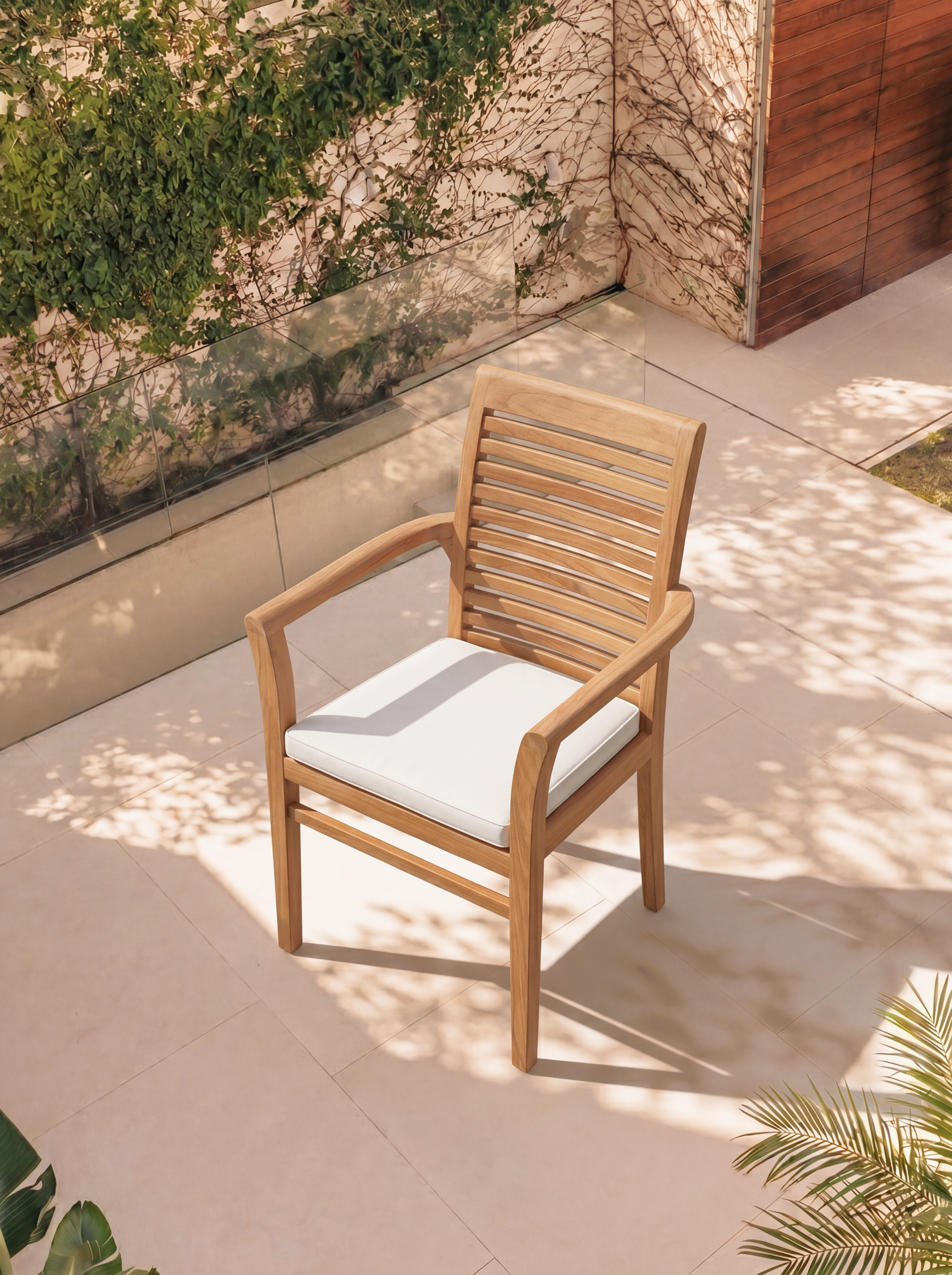 Teak Burnham 8 Seater Extending Table 1.8m-2.4m (4cm Thick Top) with 2* Teak Belgrave Stacking Chairs and 2* Burnham Bench 1.8m (Garden / Outdoor Dining Set)