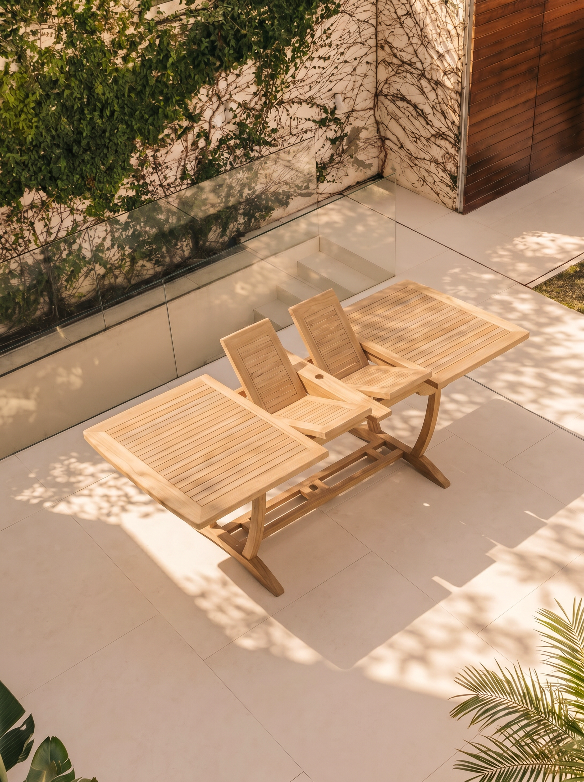 Teak Burnham 8 Seater Extending Table 1.8m-2.4m (4cm Thick Top) with  2* Teak Burnham Chairs & 2* Burnham Bench 1.8m (Garden / Outdoor Dining Set)
