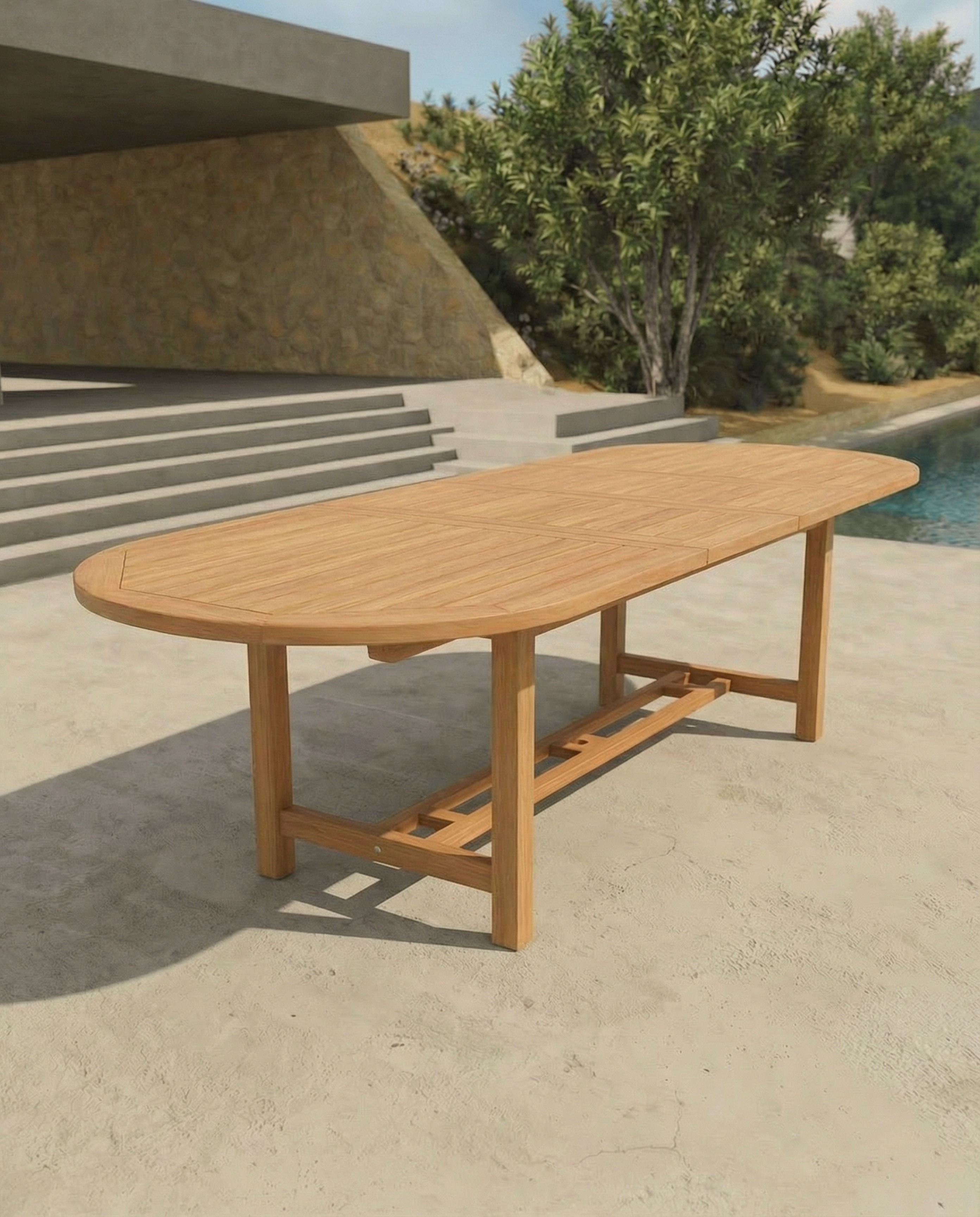 Teak Belgrave 10 Seater Extending Table 2m-3m (4cm Thick Top) with 10 Oxford Teak Chairs (Garden / Outdoor Dining Set)