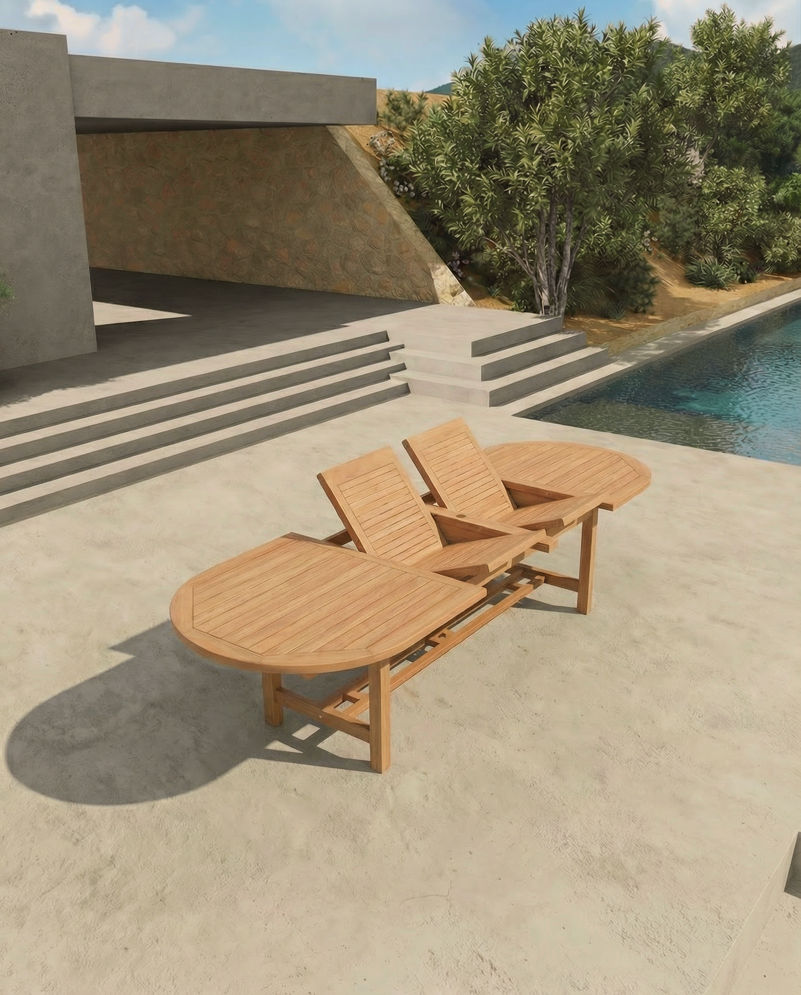 Teak Belgrave 10 Seater Extending Table 2m-3m (4cm Thick Top) with 10 Oxford Teak Chairs (Garden / Outdoor Dining Set)