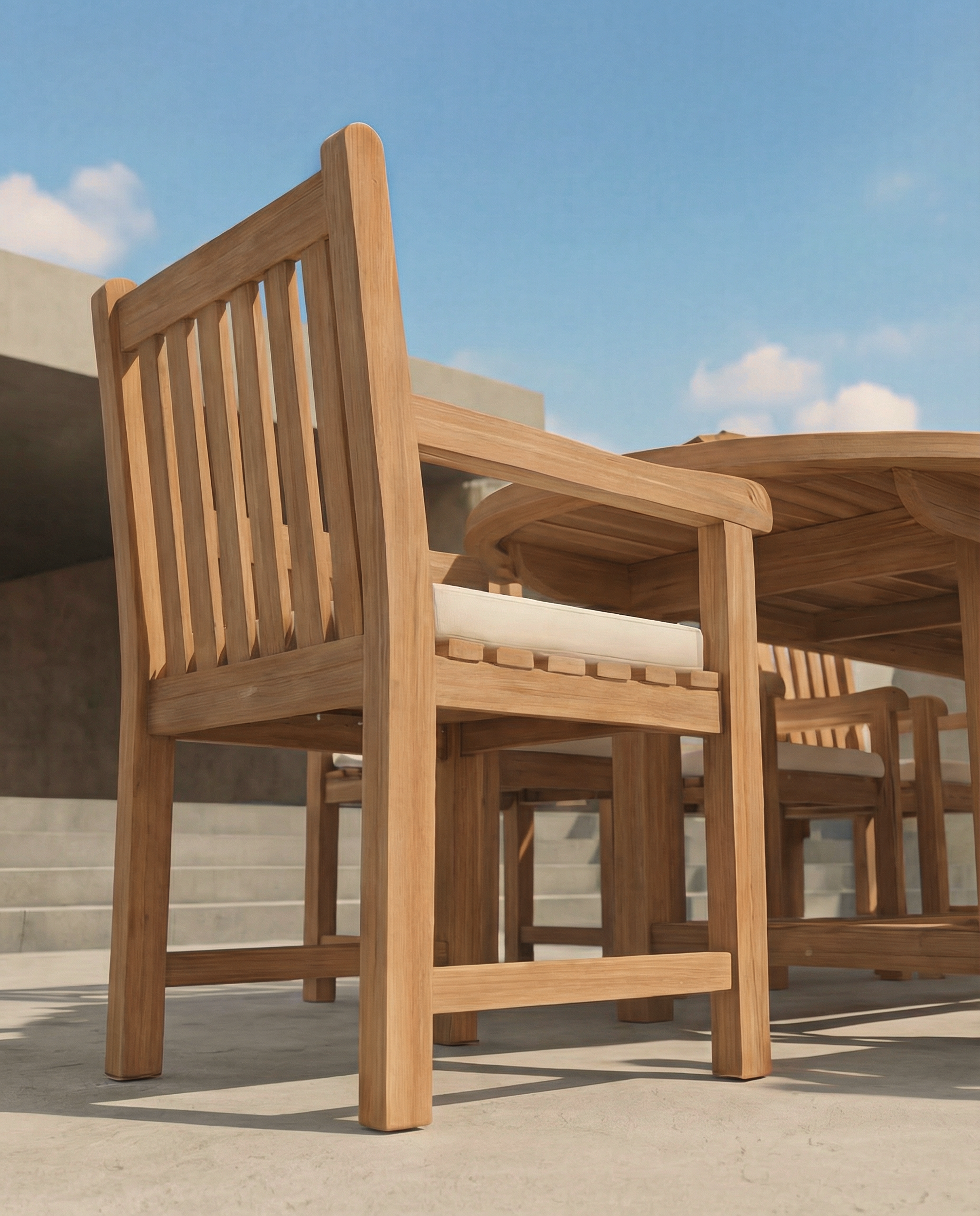 Teak Belgrave 10 Seater Extending Table 2m-3m (4cm Thick Top) with 10 Oxford Teak Chairs (Garden / Outdoor Dining Set)