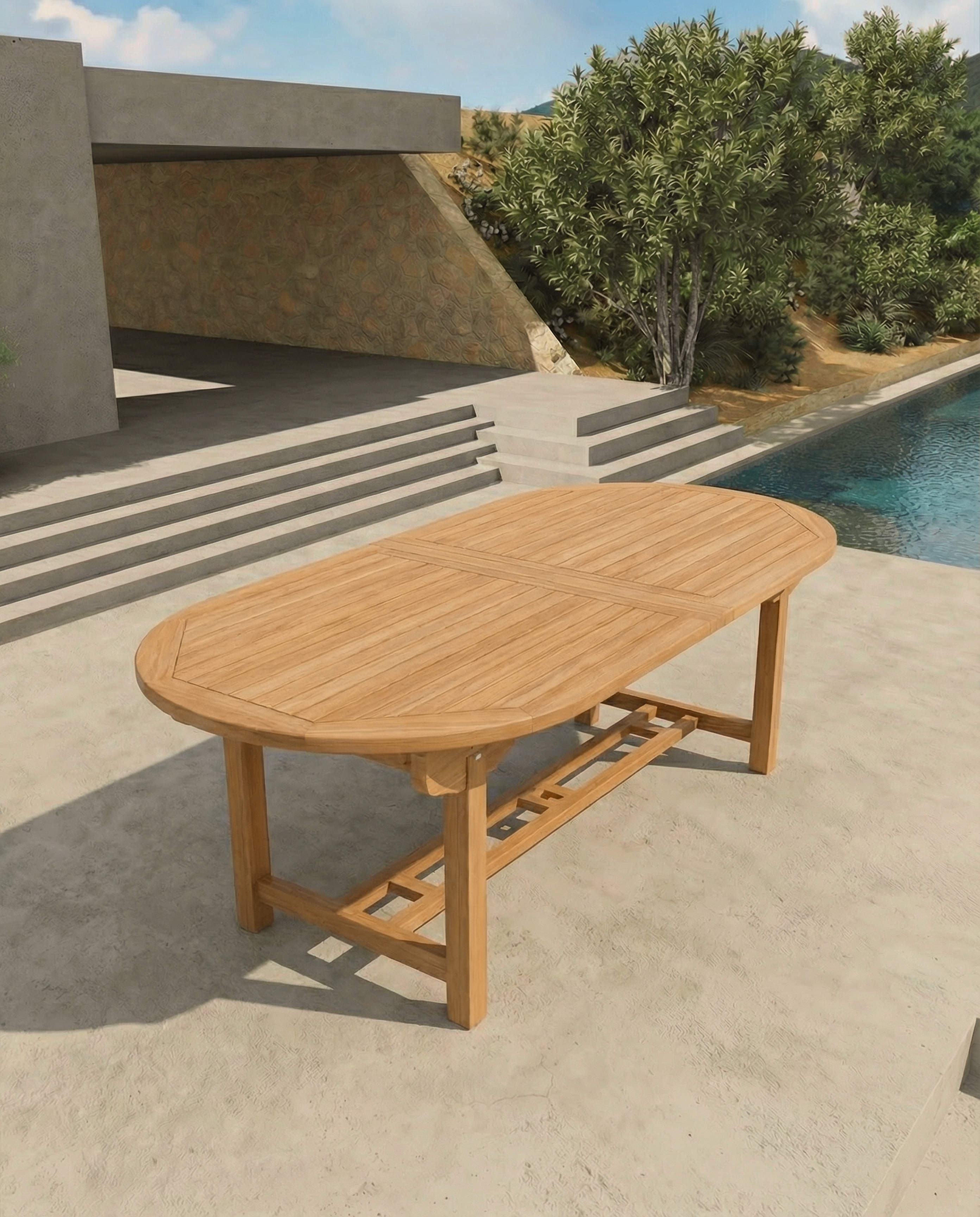 Teak Belgrave 10 Seater Extending Table 2m-3m (4cm Thick Top) with 10 Oxford Teak Chairs (Garden / Outdoor Dining Set)