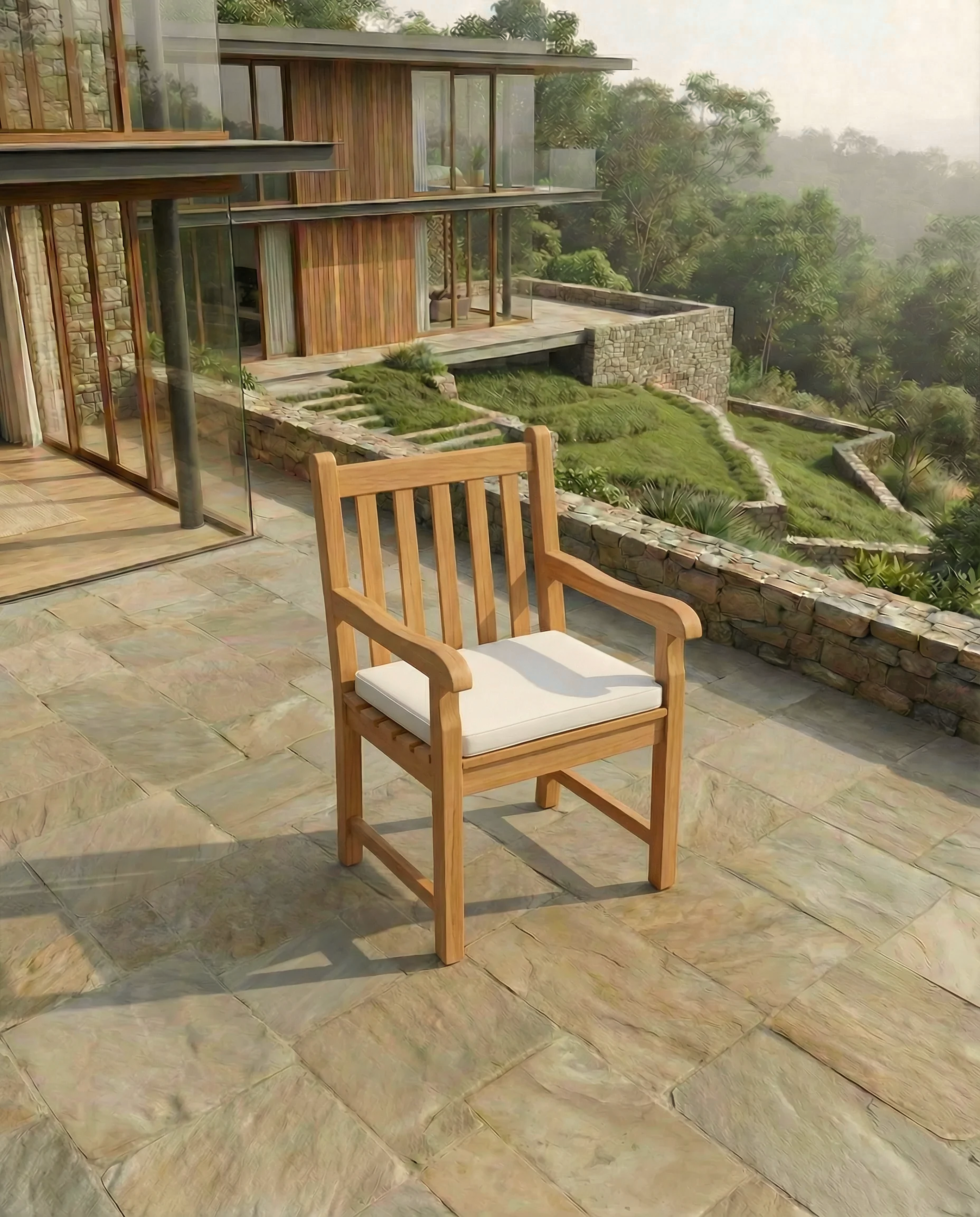 Teak Burnham 8 Seater Extending Table 1.8m-2.4m (4cm Thick Top) with 8 Teak Oxford Chairs (Garden / Outdoor Dining Set)